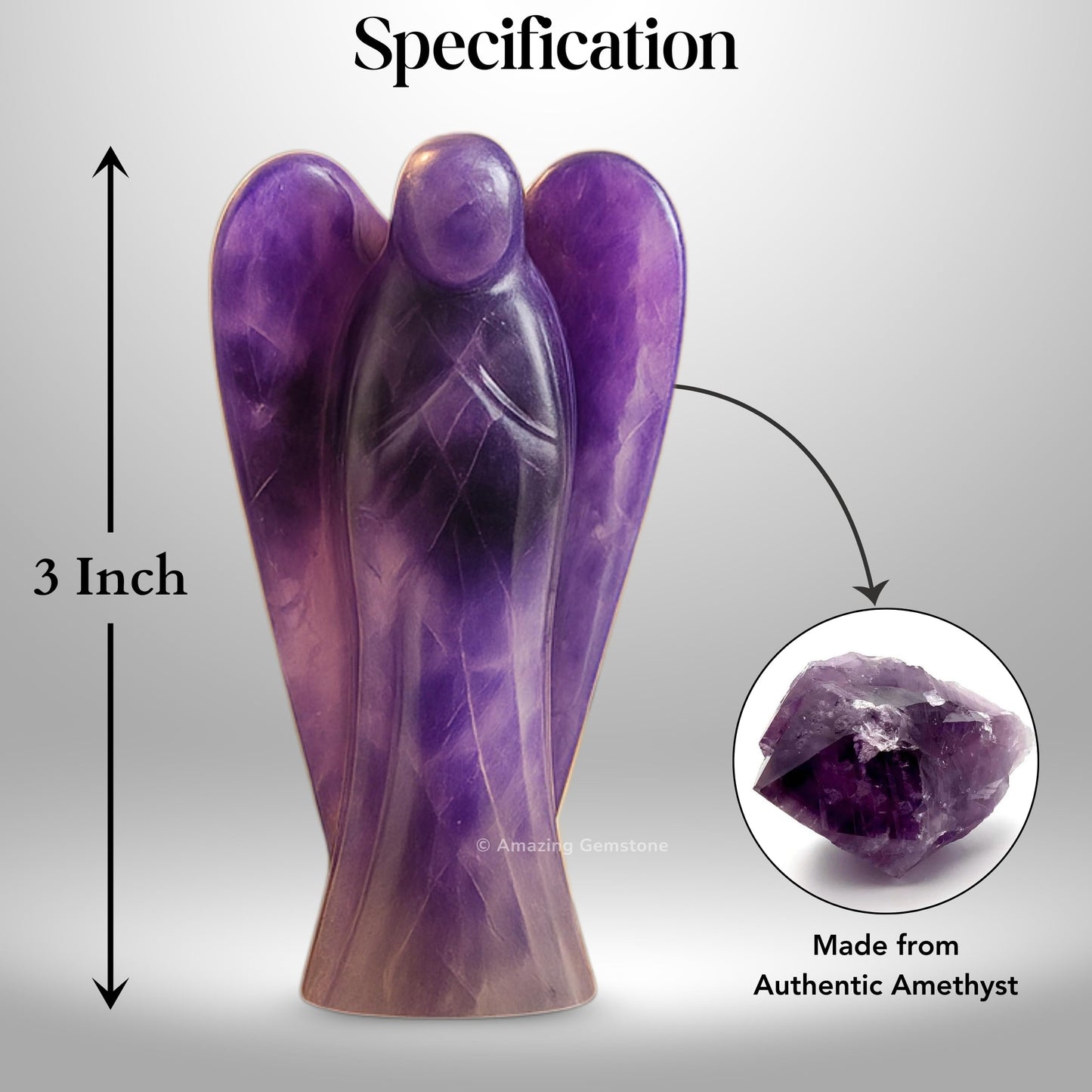 Amazing Gemstone Amethyst Angel - Amethyst Crystal Angel and Pocket Guardian Angel Crystal Figurines (3 Inches)