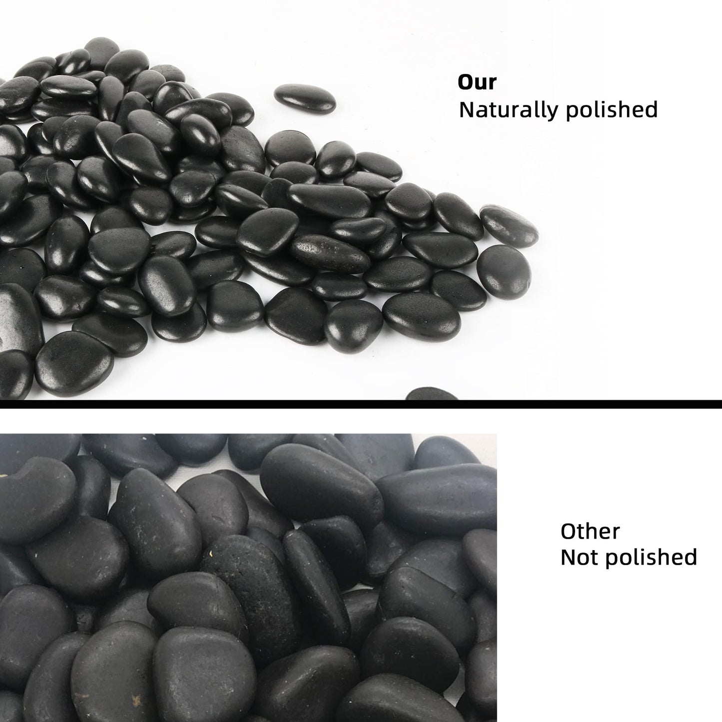 Black Pebbles for Plants 7lb Bulk Bag Aquarium Gravel 0.5"- 1" Decorative Polished Fish Tank Stone River Rocks