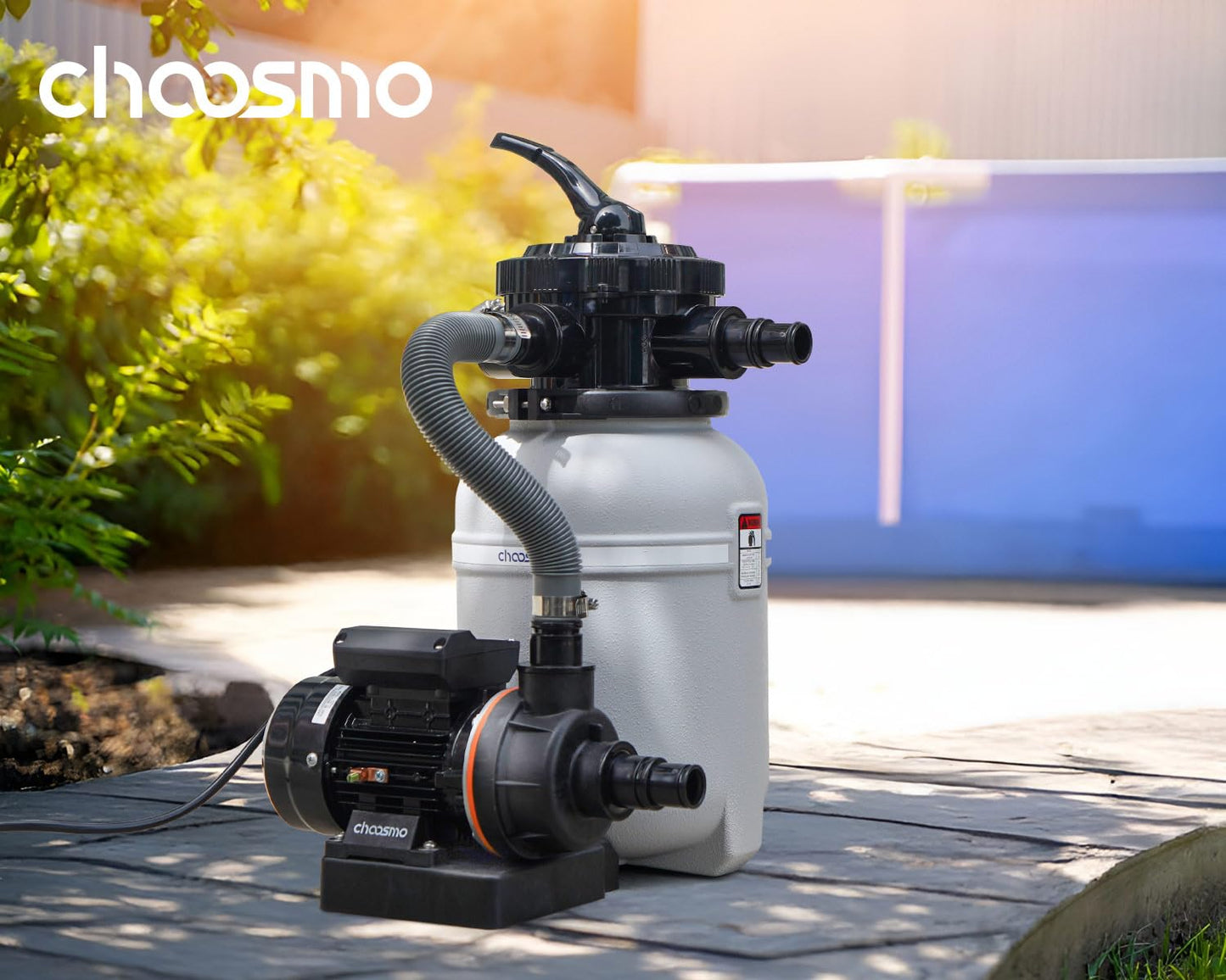 CHOOSMO 10" Sand Pool Filter System with 6 Way Valve and 2220GPH Pool Pump for Above Ground Pools Easy to Use for Water Circulation