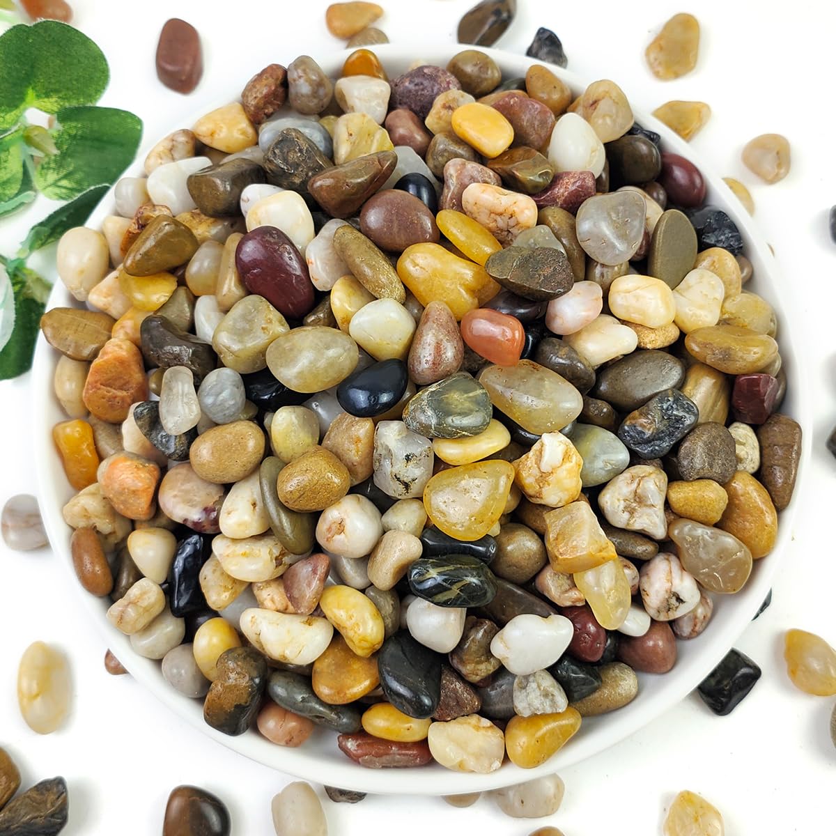 YISZM 5LB Succulent and Cactus Gravel Pebbles, 3/8 Inch Decorative Polished Stones, River Rocks for Plants, Vases, Aquariums, Terrarium and Outdoor Gardening, Natural