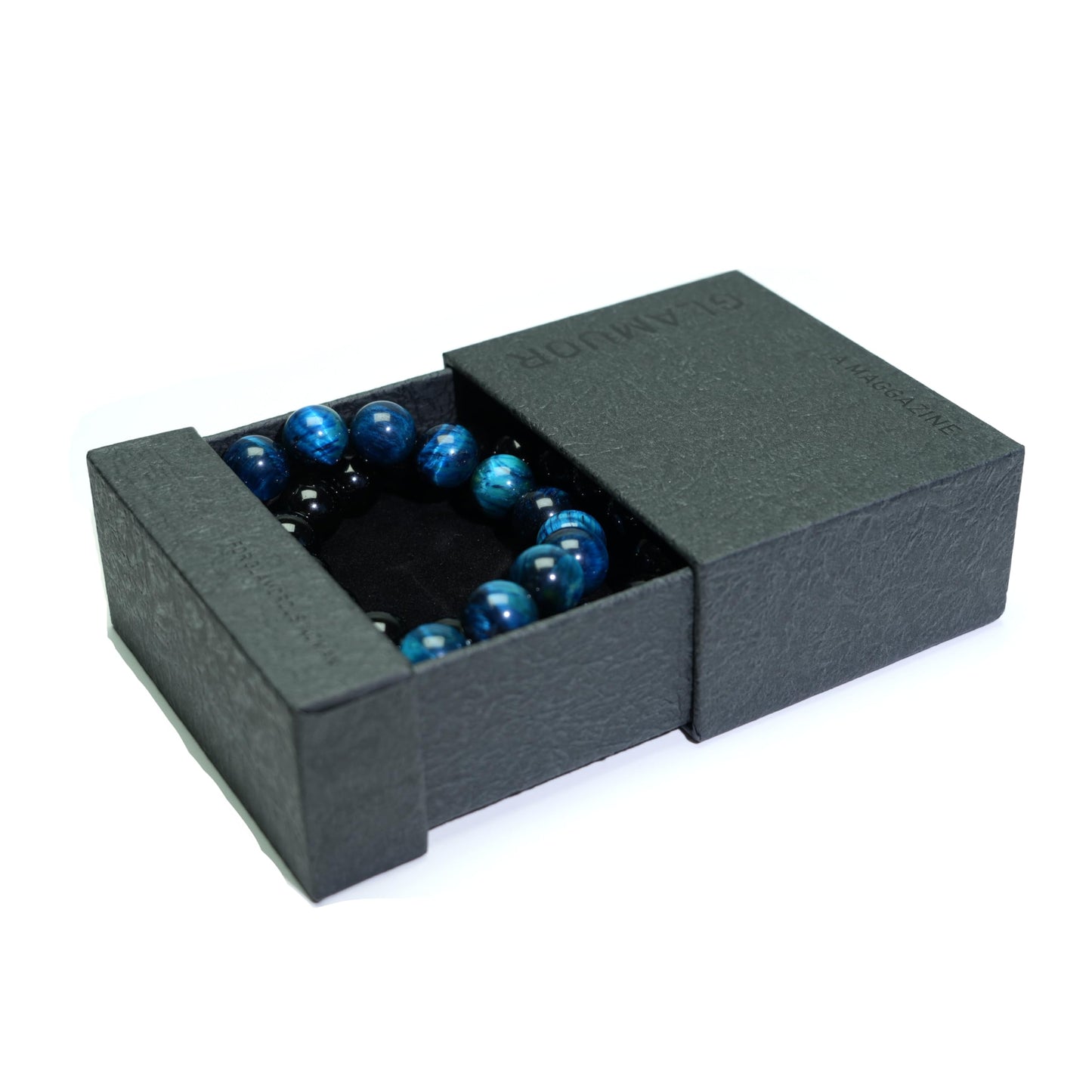 MTJAHPS Protection Bracelet, empath protection, black obsidian Crystals and Healing Stones Bracelet for Women ，Luck ，Anxiety and Stress Clam Bracelet (Obsidian + Blue Tiger Eye（14mm)-2 Pcs
