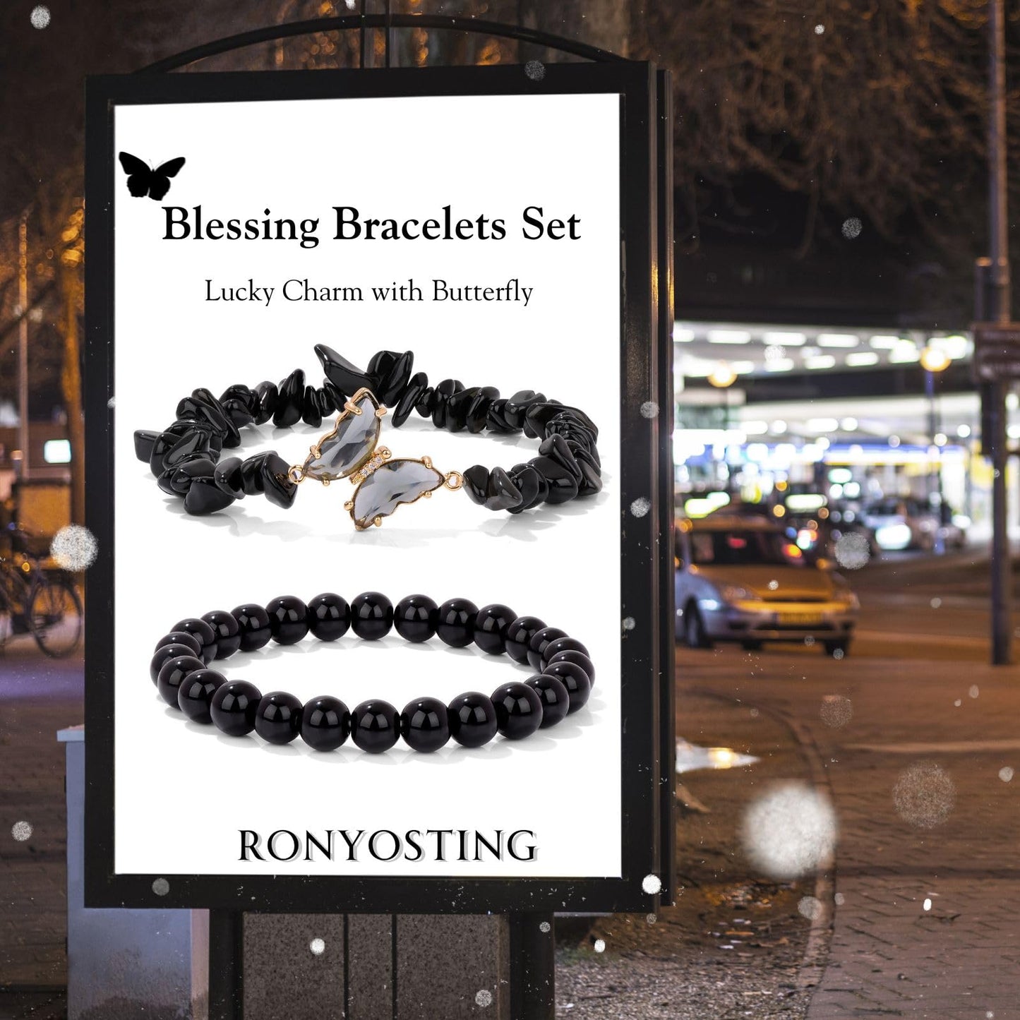 RONYOSTING Black Obsidian Couple Bracelets for Women Men - 8mm Adjustable Healing Stone for Empath Protection&Positive Energy, Handmade Spiritual Jewelry Gifts