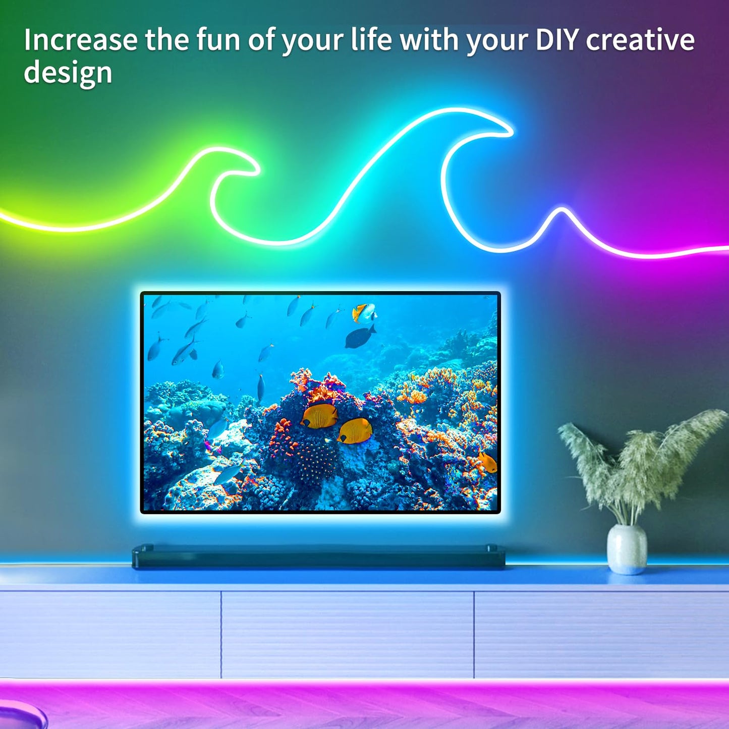 segrass 100FT RGB LED neon Rope Lights LED neon Lights with Remote/APP Control 24V IP65 Waterproof Flexible Neon LED Strip Lights for Bedroom Room Outdoors Decor（2 Rolls of 50ft）