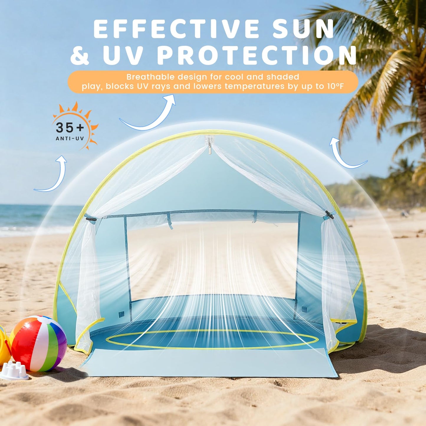 Senodeer Baby Beach Tent, Pop Up Play Tent for Infants, UV Protection Sun Shelter for Toddlers, Infant Portable Sun Shade