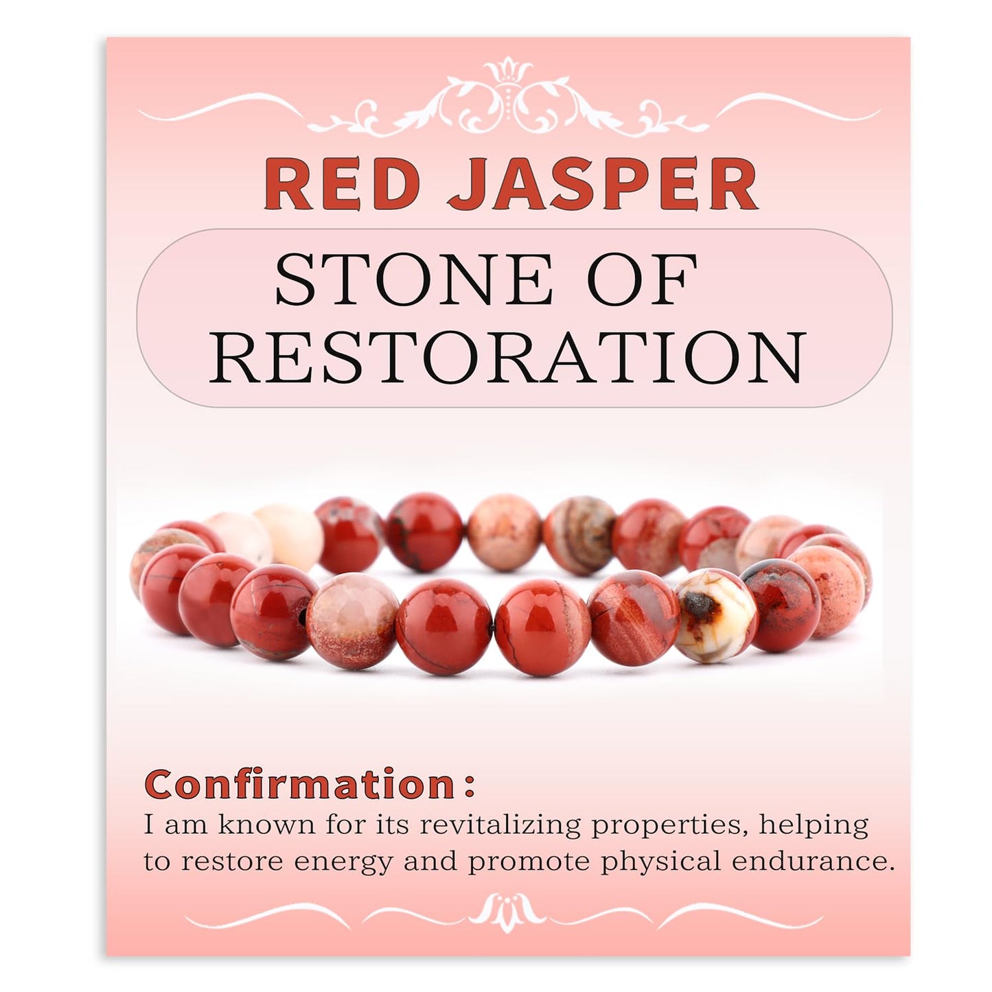 Bymitel 8mm Red Jasper - Handmade Reiki Gemstone Stretch Bracelet, Natural Beauty & Spiritual Essence, Crystal Healing for Unisex Adults