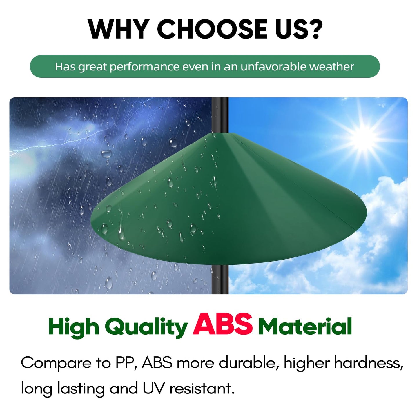 24-inch Large Outdoor Squirrel Baffles for Bird Feeders Pole, Two Way Use, Green Color