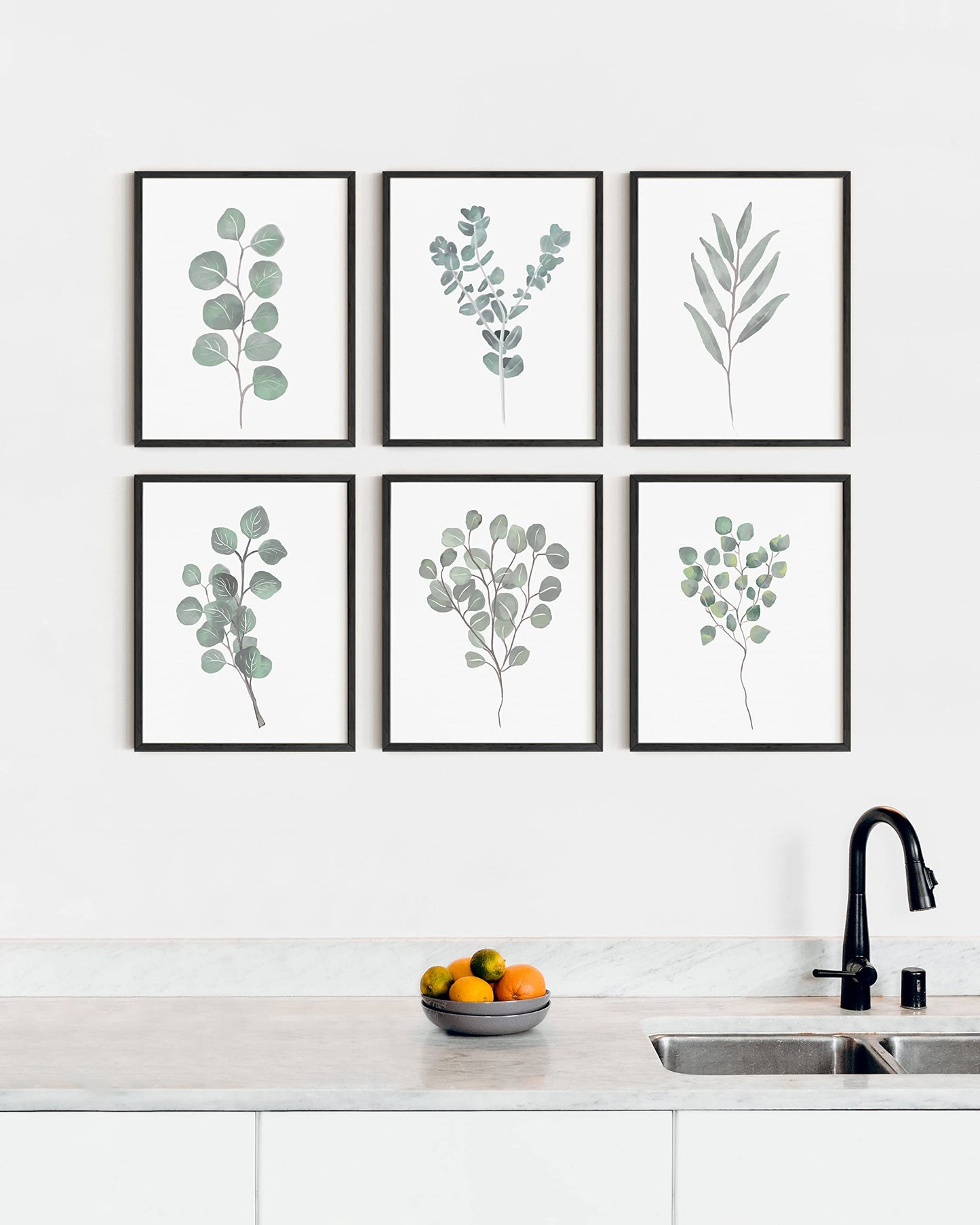 HAUS AND HUES Leaf Prints Botanical Wall Art Set of 6 Nature Art Prints & Eucalyptus Leaves Wall Decor | Botanical Prints Eucalyptus Wall Art Plant Decor | Unframed, 8" x 10"