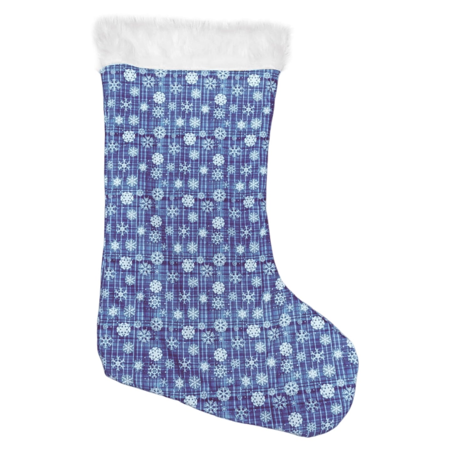 MSYO Giant Christmas Stocking - Super Soft Velvet Buffalo Plaid with Plush Cuff, Extra Large Xmas Stocking for Fireplace, Stairs, Mantel - Festive Holiday Home Decor for Christmas Tree(Blue)