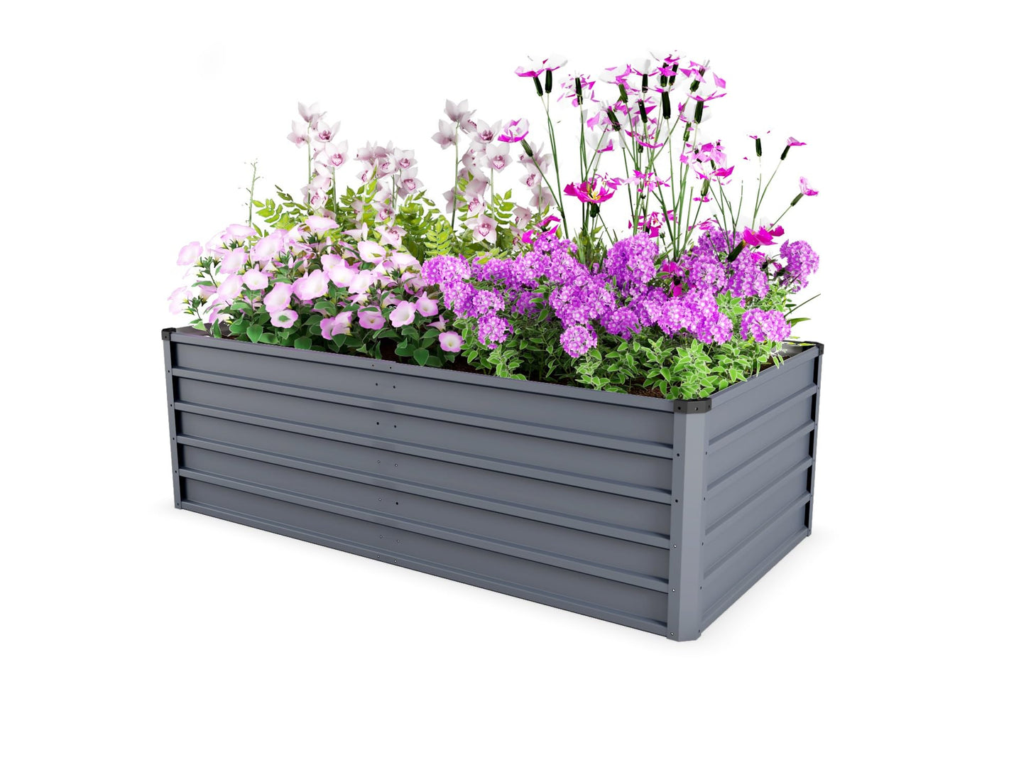 YJSPSSW 2pcs 6x3x2ft Large Raised Garden Bed Kit, Grey Galvanized Metal Outdoor Planter Boxes for Vegetables Flowers Herbs