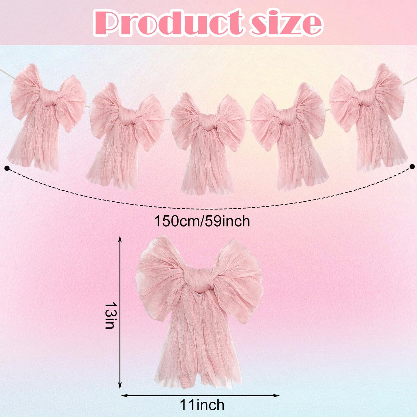 VitalCozy Pink Bow Garland Banner for Coquette Birthday Pink Bow Party Hanging Swirls Decorations for Baby Shower Bridal Shower Bachelorette Party Decor