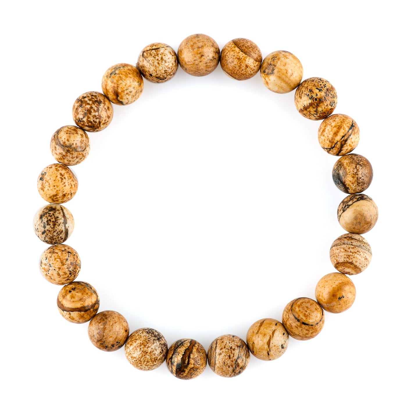 CRYSTALINES Natural Picture Jasper Gemstone Stretchable Bracelet for Men Women | Handmade Stretch Jewelry | Chakra - Healing - Yoga - Spiritual | Birthstone | Unisex | Healing Bracelet