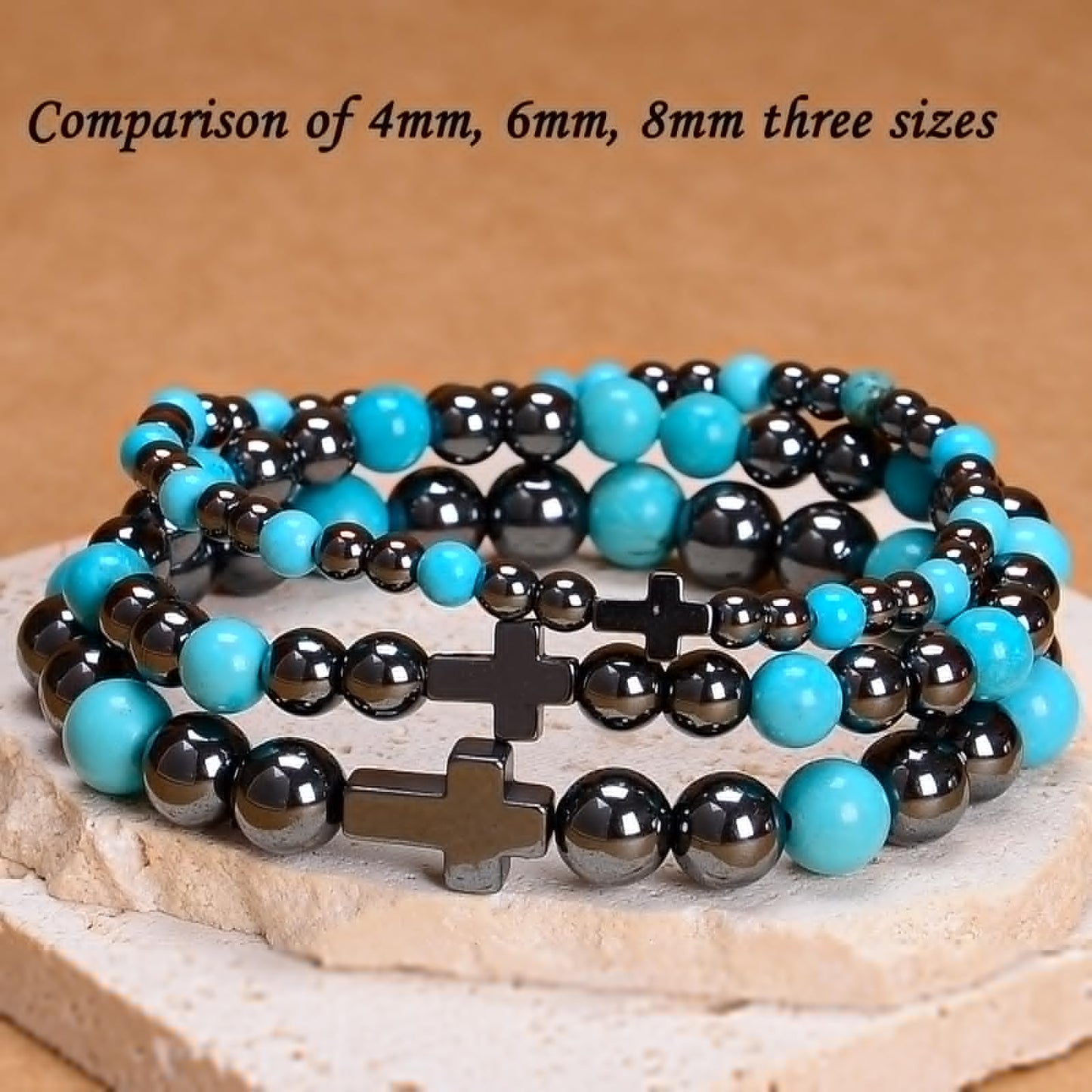 CHCCOYE 4mm Natural Healing Gemstone Bracelet Handmade Yoga Stretch Elastic Bracelet Stress Relief Crystal Jewelry for Men and Women (4mm FAITH)