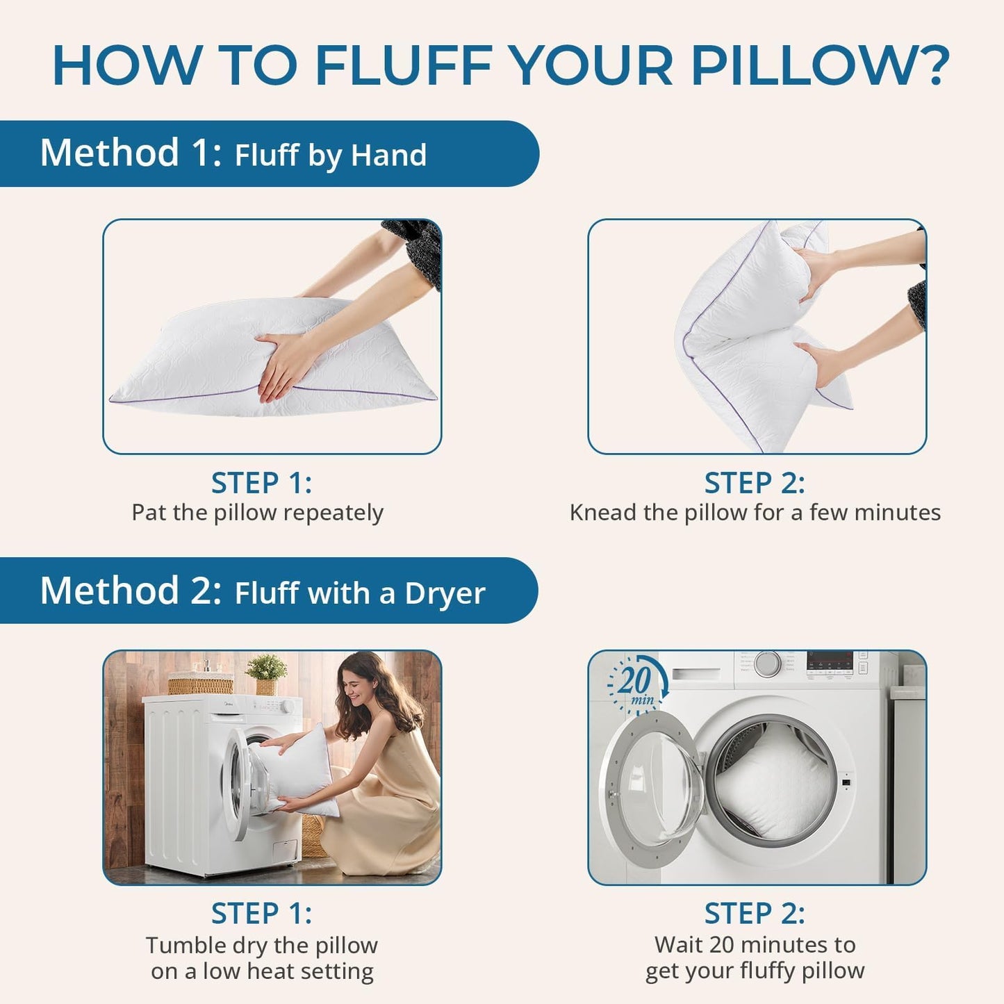 JOLLYVOGUE Pillows Queen Size Set of 4, Bed Pillow for Side, Back, and Stomach Sleepers, Down Alternative Filled Pillows, Luxury Hotel Quality and Machine Washable, 28" x 20", 4 Pack