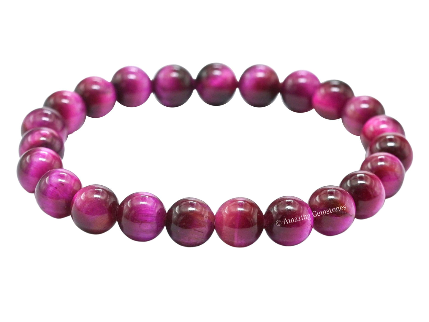 Amazing Gemstone Crystal Bracelet for Women Men's Gifts - Protection Healing Crystal Bracelet - 8mm Gemstone Beaded Stretchable Bracelet Pulseras Para Hombres Mujer Stocking Stuffers Mothers Day Gift (Pink Tiger Eye)