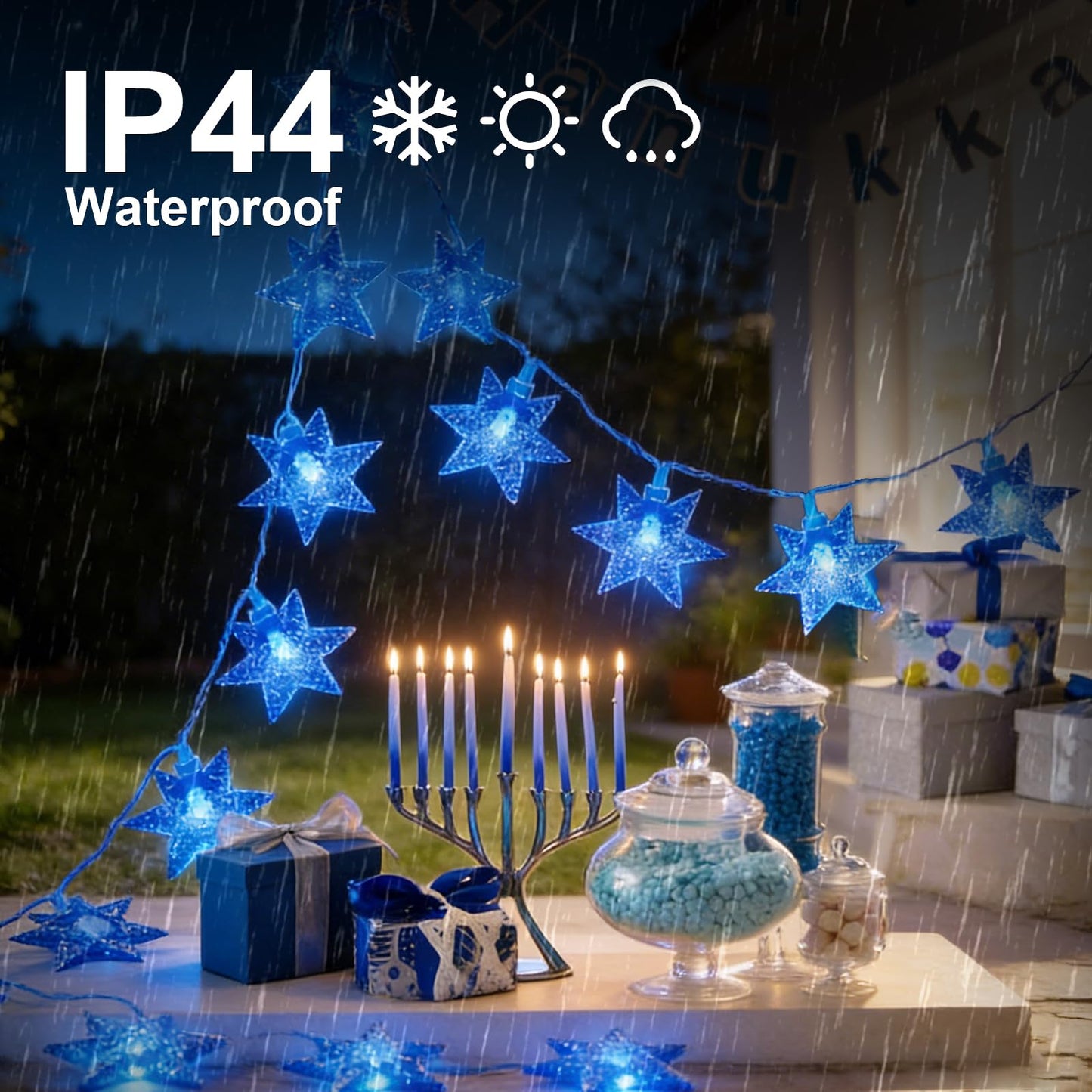 LAMPHOME Blue Star String Lights, 33ft 100 LED Clear Wire Fairy Lights with 16 Modes, Plug-in Decor for Easter Christmas Tree Bedroom Garden Wedding Birthday Party