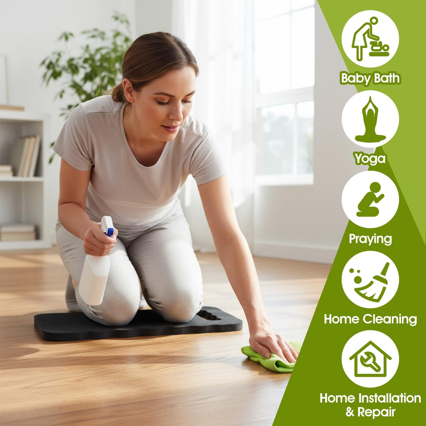 PercyEffie 6 PCS Gardening Kneeling Pad, Thick Knee Mat Waterproof Foam Knee Pads Kneeler Mat for Long Gardening Hours,Cleaning, Yoga, Praying, Exercise 16'' x7''x 1'' Black