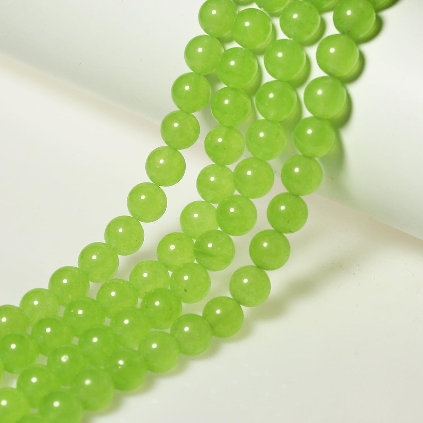 MJDCB Stone Beads 8mm 43pcs Round Fruit Green Jade Loose Gemstone Bead Charms for Jewelry Making Bracelet Necklace Earring Pendant