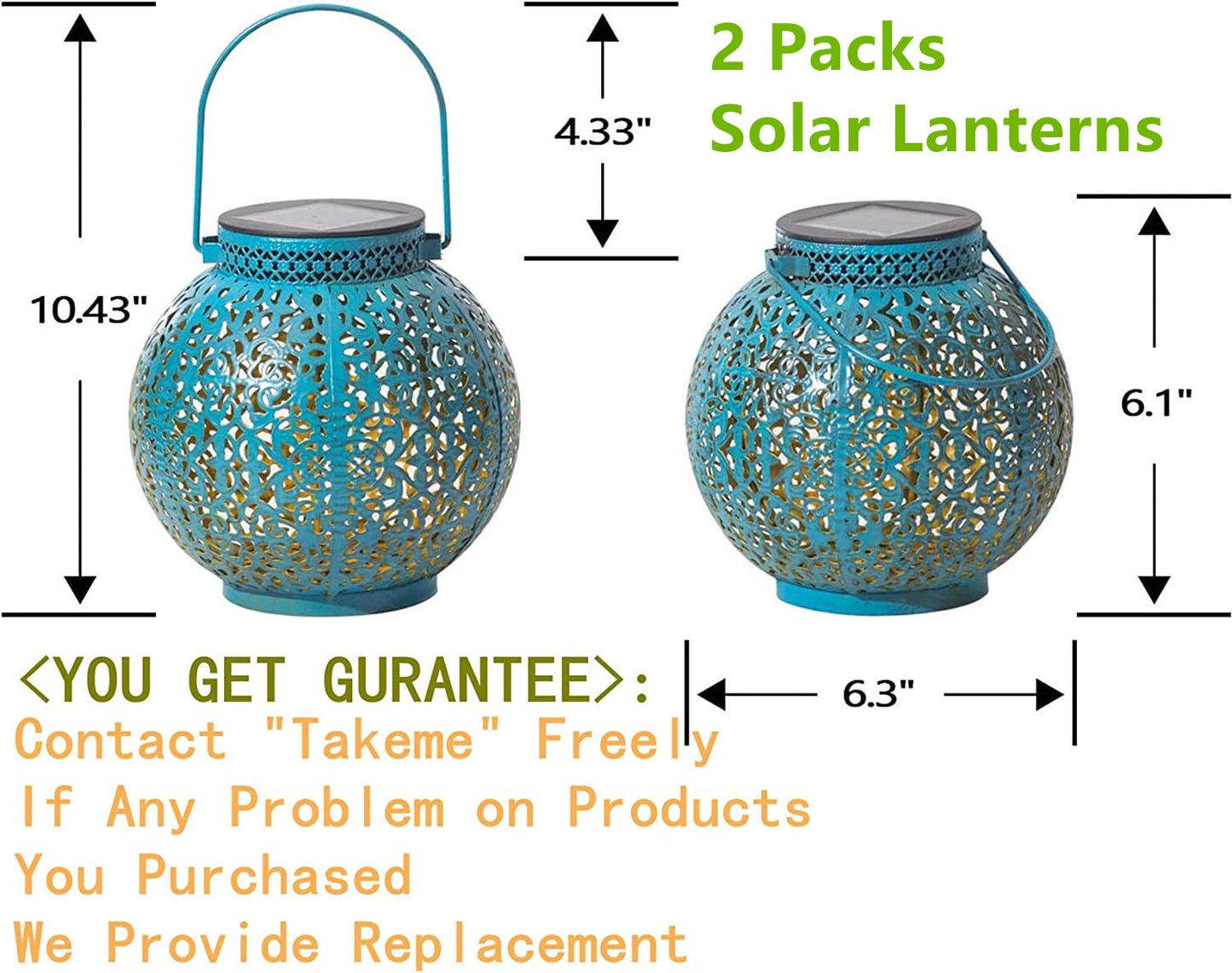 TAKE ME 2 Packs Solar Lanterns Outdoor Lights Waterproof Garden Lanterns for Patio,Outside Mothers Day Gifts Mom Wife Grandma Birthday Gifts [Set of 2]