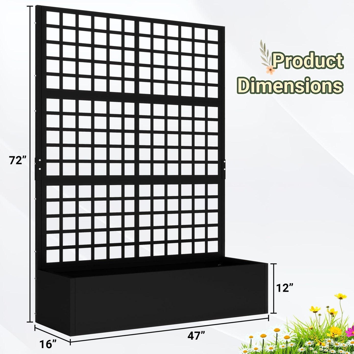Toriexon Metal Planter with Trellis 72" x 47’’ x 16", Raised Garden Bed with Trellis, Planter Box with Privacy Screen for Climbing Plants, Flowers, Vegetables, Fruits