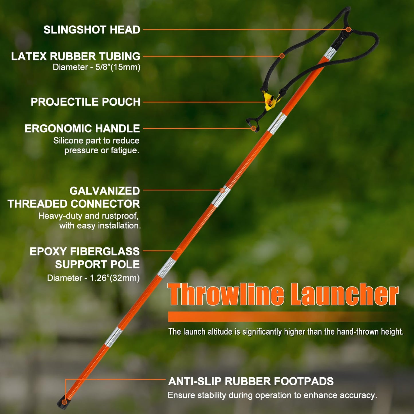 ZThrgran Arborist Slingshot Throw Line Rope Launcher, 150FT Throwing Height Portable Arborist Rope Launcher for Tree Work & Rope Placement