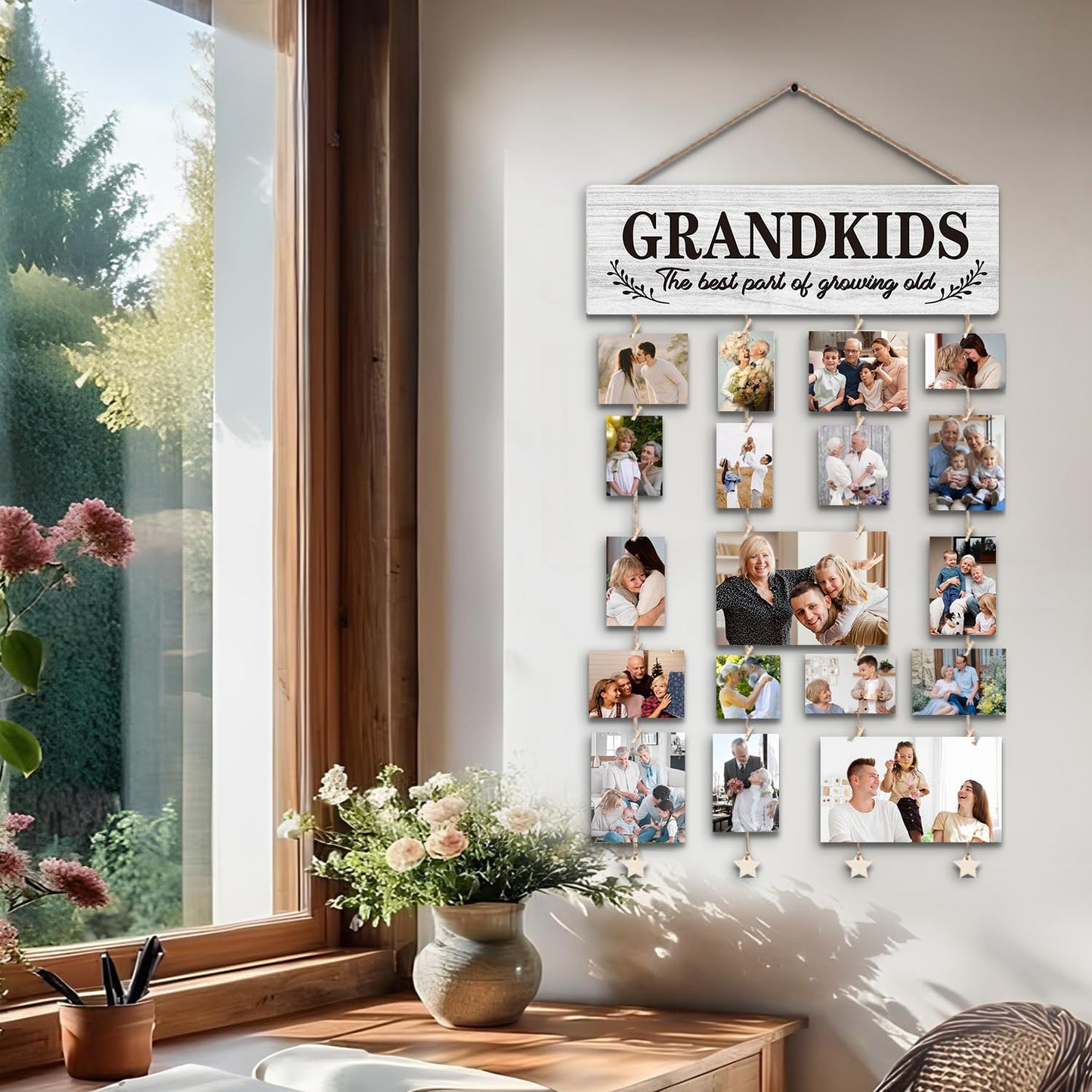 SJDFCSA Gifts for Grandparents, Grandkids Picture Frames Gifts for Grandma Nana Grandmother from Granddaughter Grandson, Grandkids The Best Part of Growing Old Photo Collage Frame for Wall