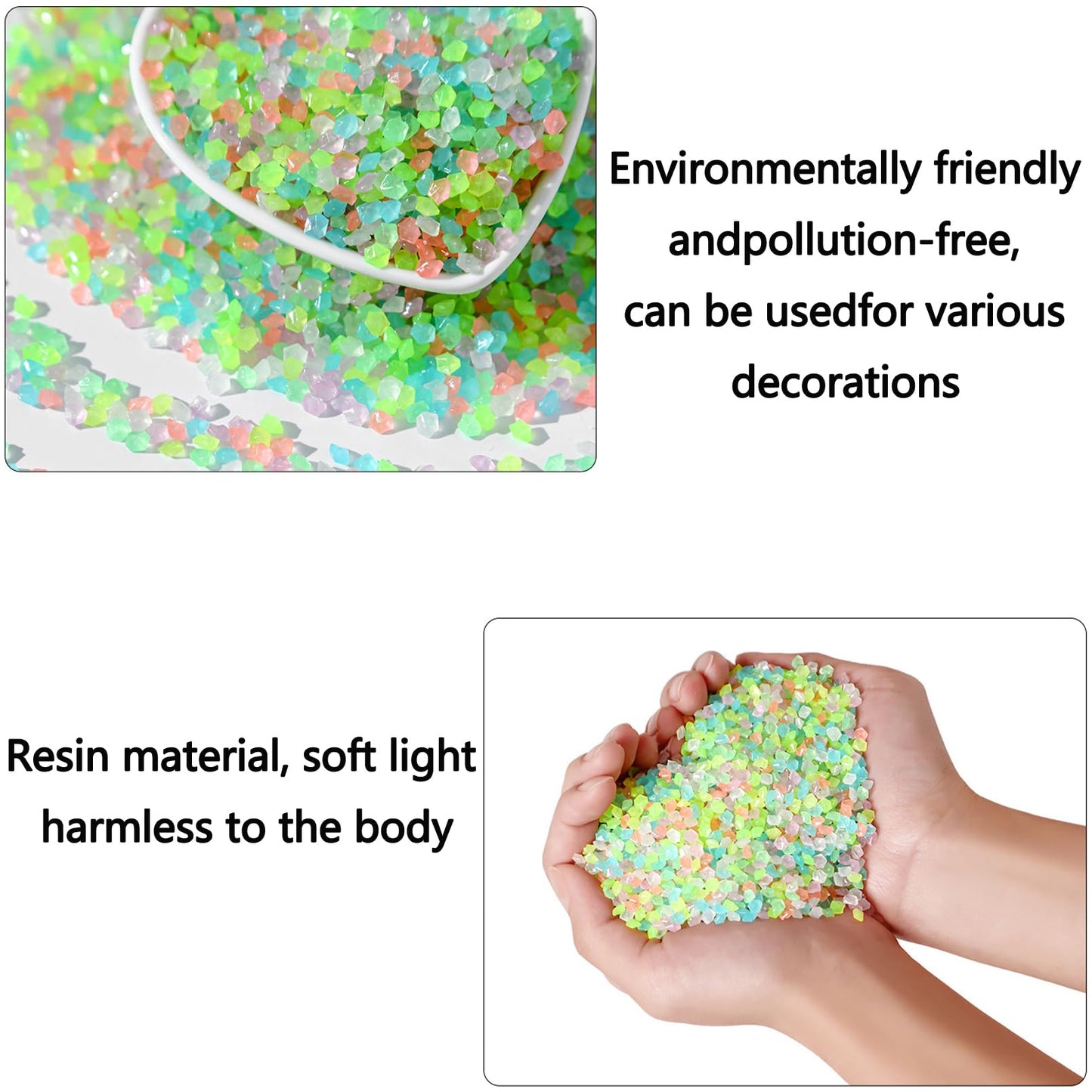 LIANJINLIU Luminous Stone (80000PCS), Glow Rock Pebbles, Fish Tank Glow Gravel, Glow in The Dark Rocks for Outdoor Decor, Garden, Patio, Lawn Christmas Gift (2kg, 2-5 mm)