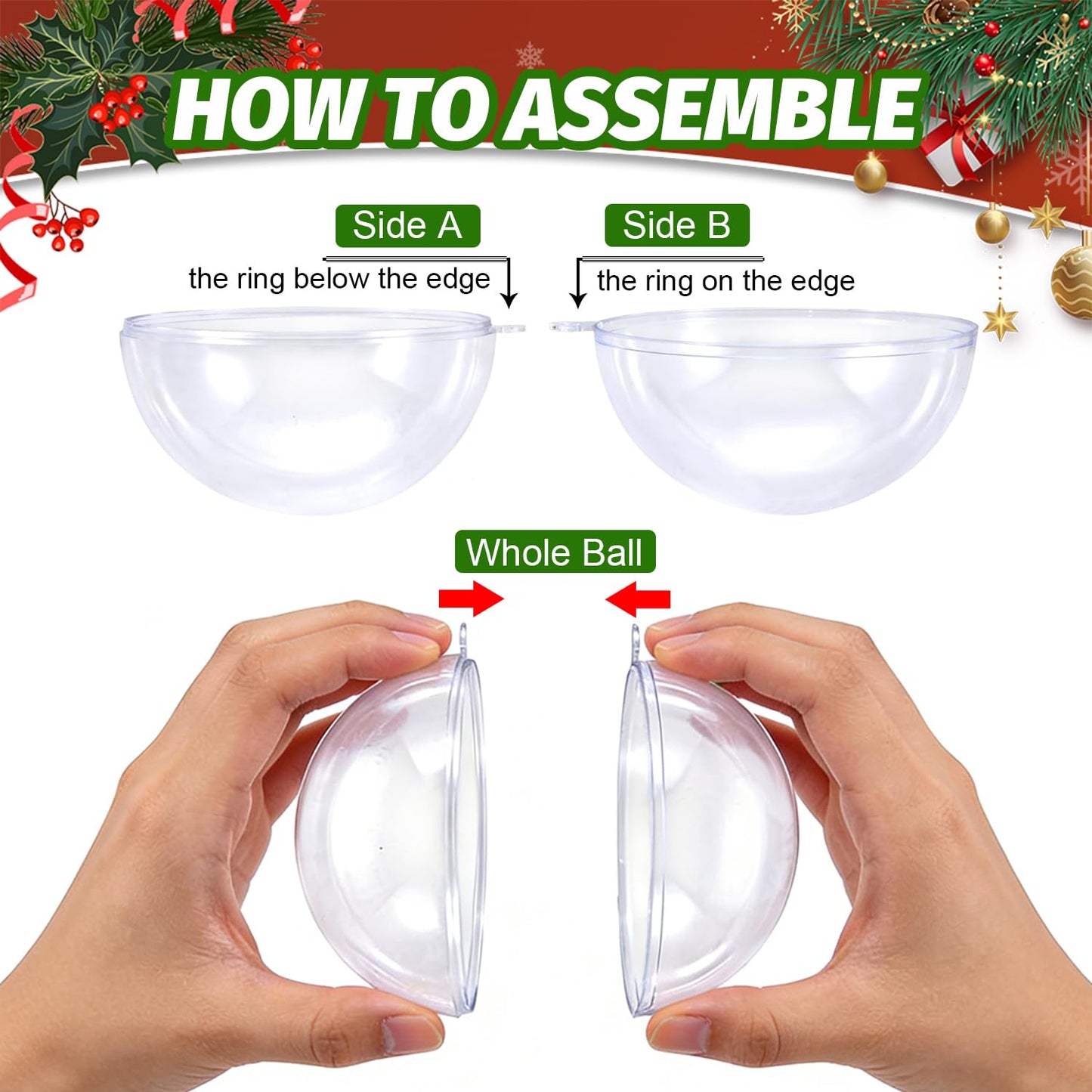 ZUOKEMY 10 Pcs 3.14 inch Filling Transparent Plastic Decorative Call DIY Craft Ball Transparent Ball Christmas, Birthday, Wedding, Party and Home Decoration Ornaments ((3.14"/80mm))