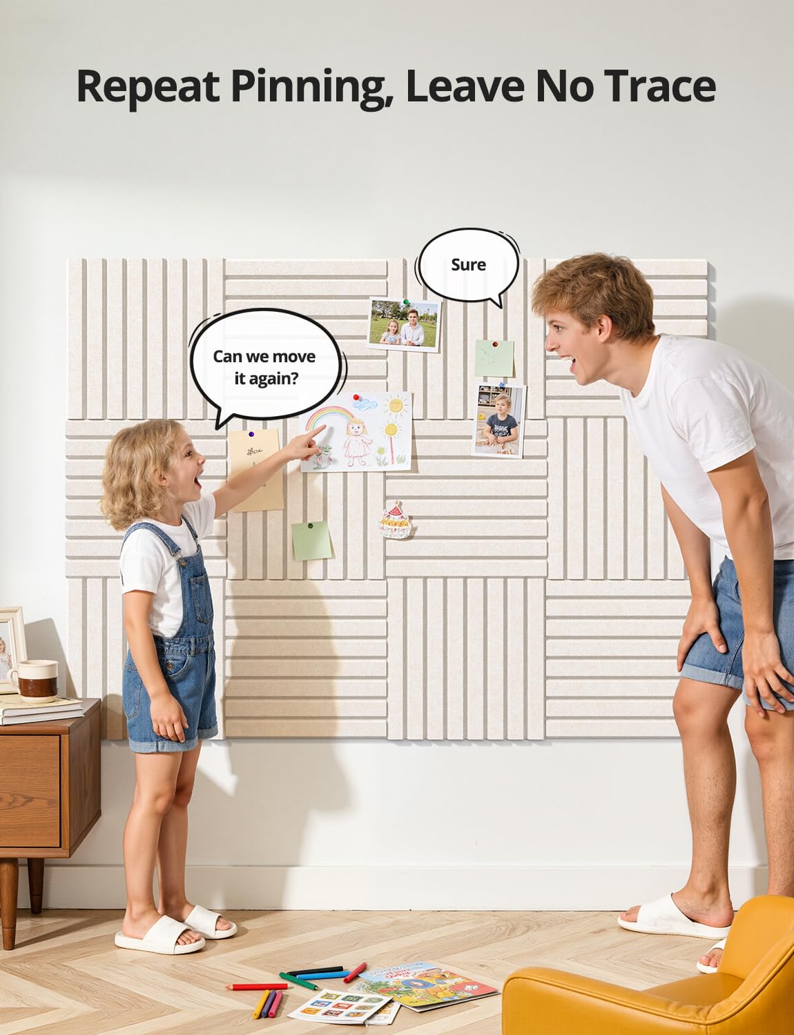 Kuchoow Large Felt Bulletin Board Cork Tiles for Wall Office Decor Beige Memo Pinboards, 48" × 36" Self Adhesive 12 Pack Photo Display Decorative Mood Corkboard Panels for Classroom Kitchen Home