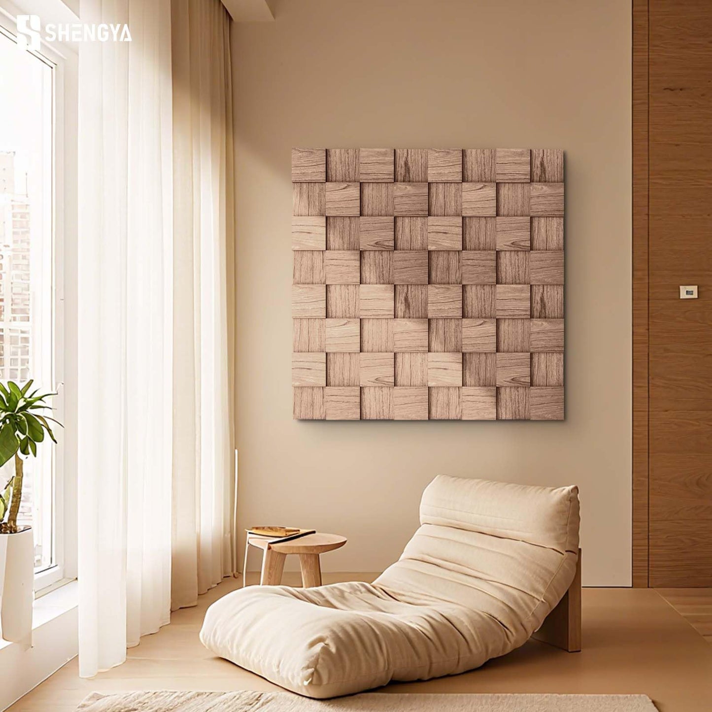 SSHENGYA 6-Pack Art 3D Wall Panels, Wood Textured Wall Panels, 15.7"×15.7" Modern Wall Panels for Interior Wall Decor, Living Room, Bedroom, Home Decor