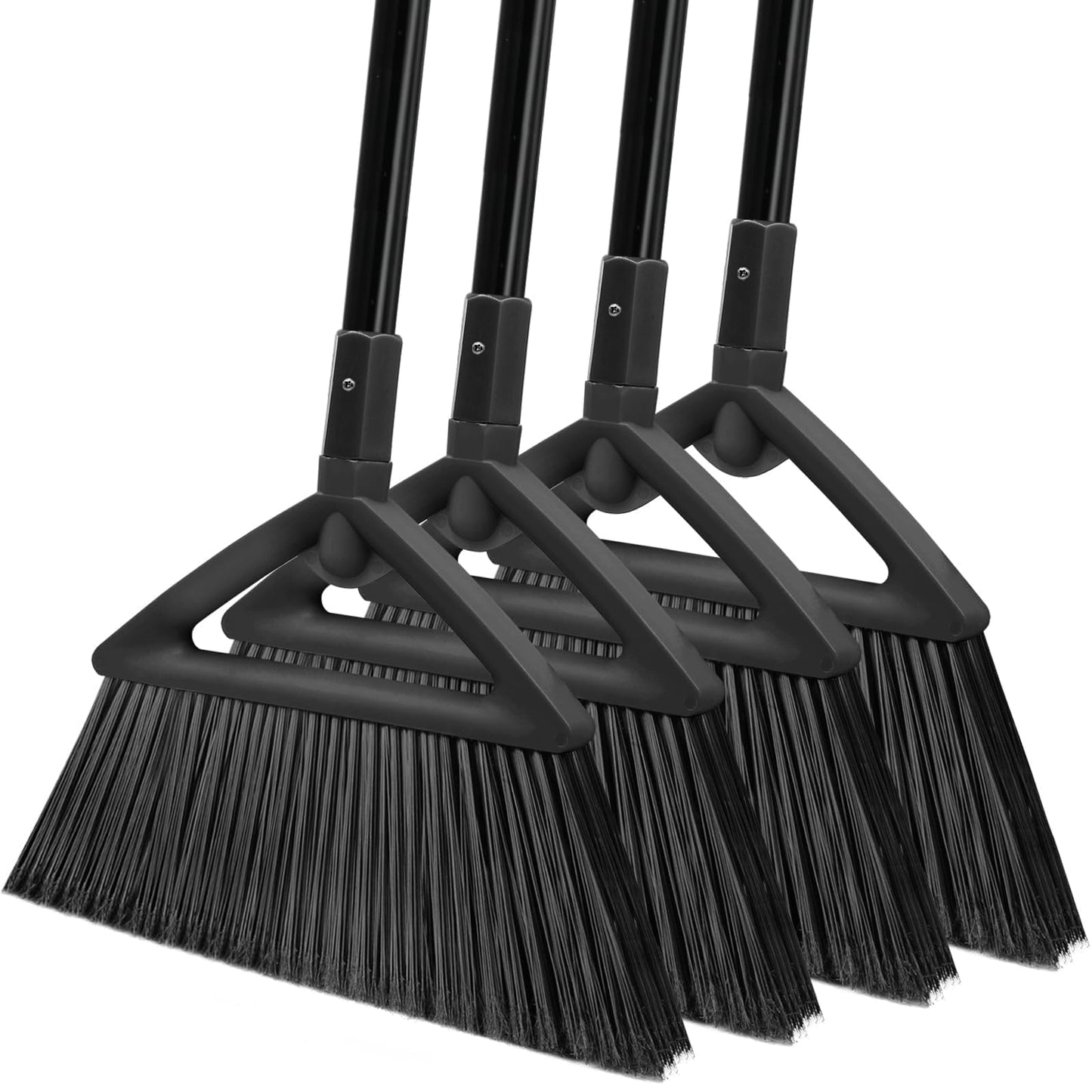 SZJYHQY 4PCS Heavy Duty Broom, Broom for Sweeeping Indoor and Outdoor, Angle Broom with Long Pole, Outdoor Broom for Courtyard/Garages/Slidewalk, Indoor Broom for Kitchen Lobby Canteen Black