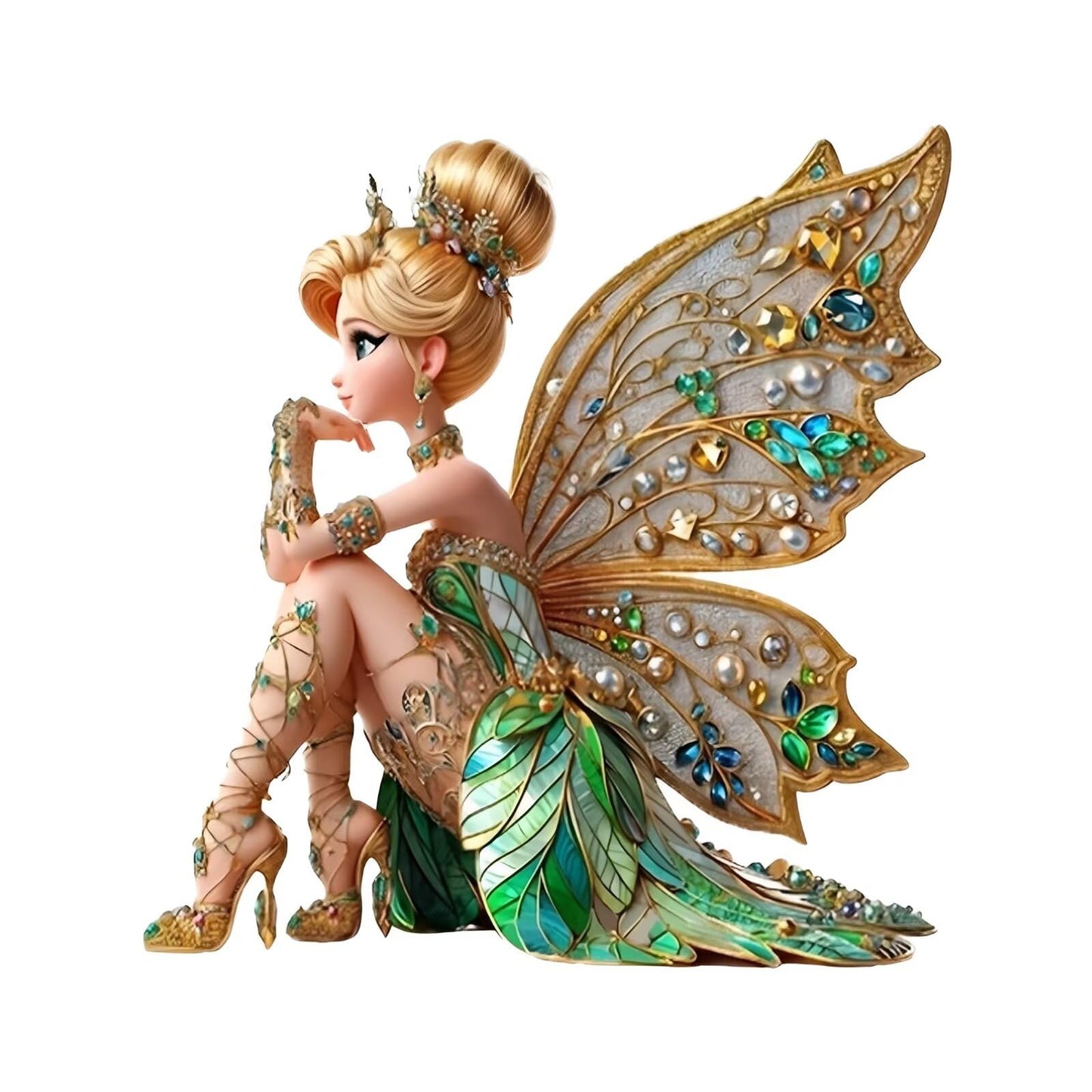 Fairy Sitting Jeweled Wings Acrylic Desktop Decoration, Suitable for Home Décor in Living Room or Office. Idea Gift Choice: Halloween, Christmas, Birthday, Anniversary, Valentine's Day, Celebrations