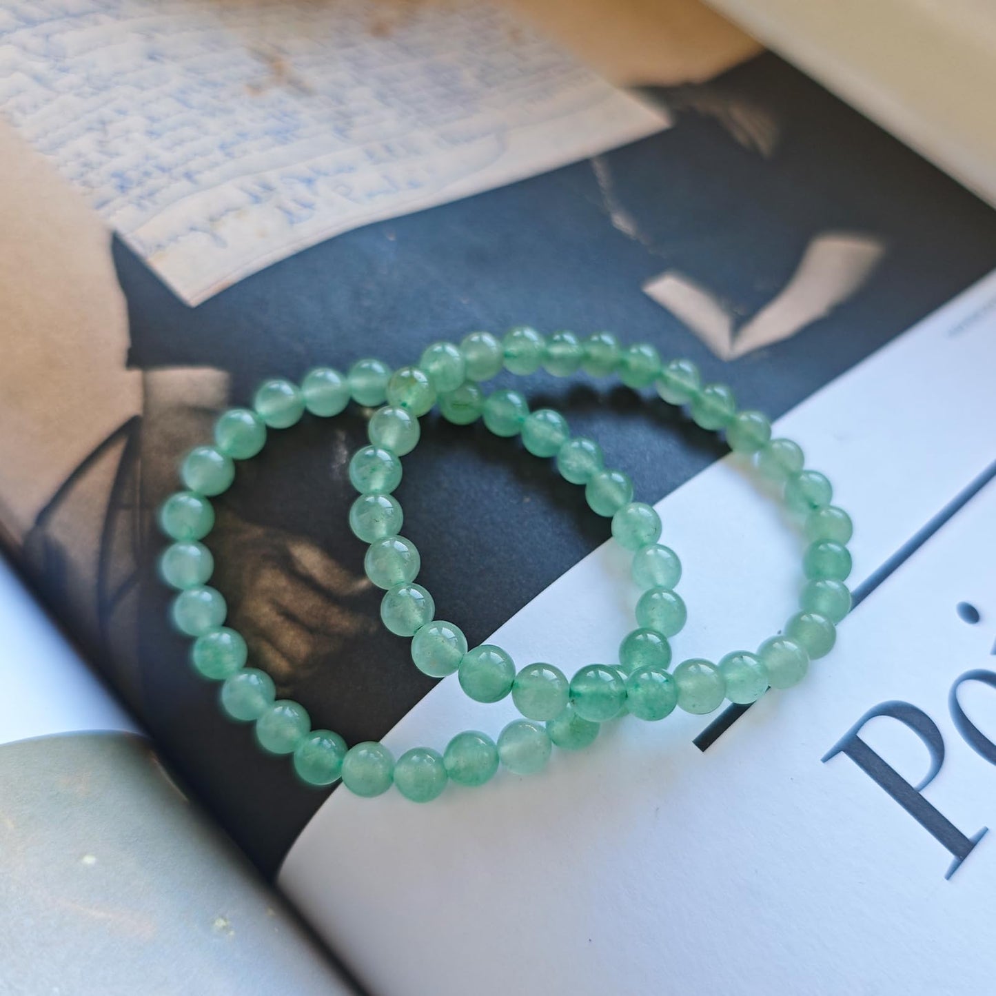 CHCCOYE 6mm Natural Healing Gemstone Bracelet Handmade Yoga Stretch Elastic Bracelet Stress Relief Crystal Jewelry for Men and Women (6mm, Green Aventurine)