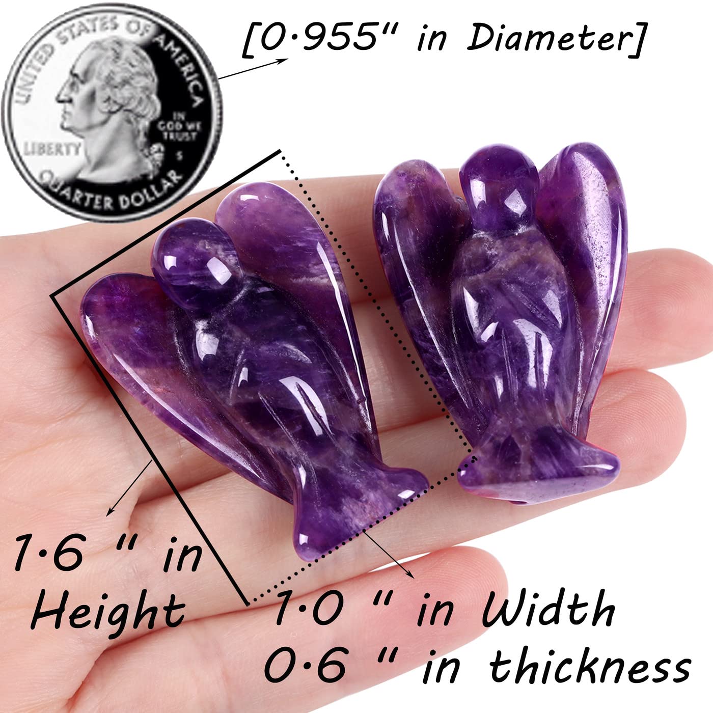 QINJIEJIE 3PCS Crystals Guardian Angel Stones Decor Amethyst Rose Quartz Opal Polished Gemstone Statue Cute Carved Gems Room Office Desk Angel Home Reiki Pocket Peace Angel Gifts for Women