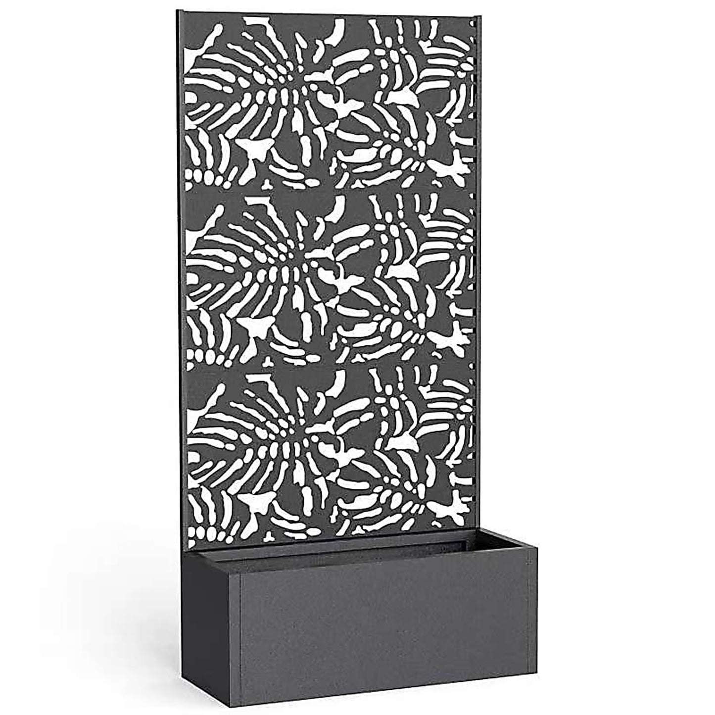 47" Metal Planter Box with Trellis on Wheels, Galvanized Steel Raised Garden Bed Privacy Screen, 71" Tall Mobile Vertical Garden Planter for Patio, Deep Root Outdoor Climbing Plant Support, Black