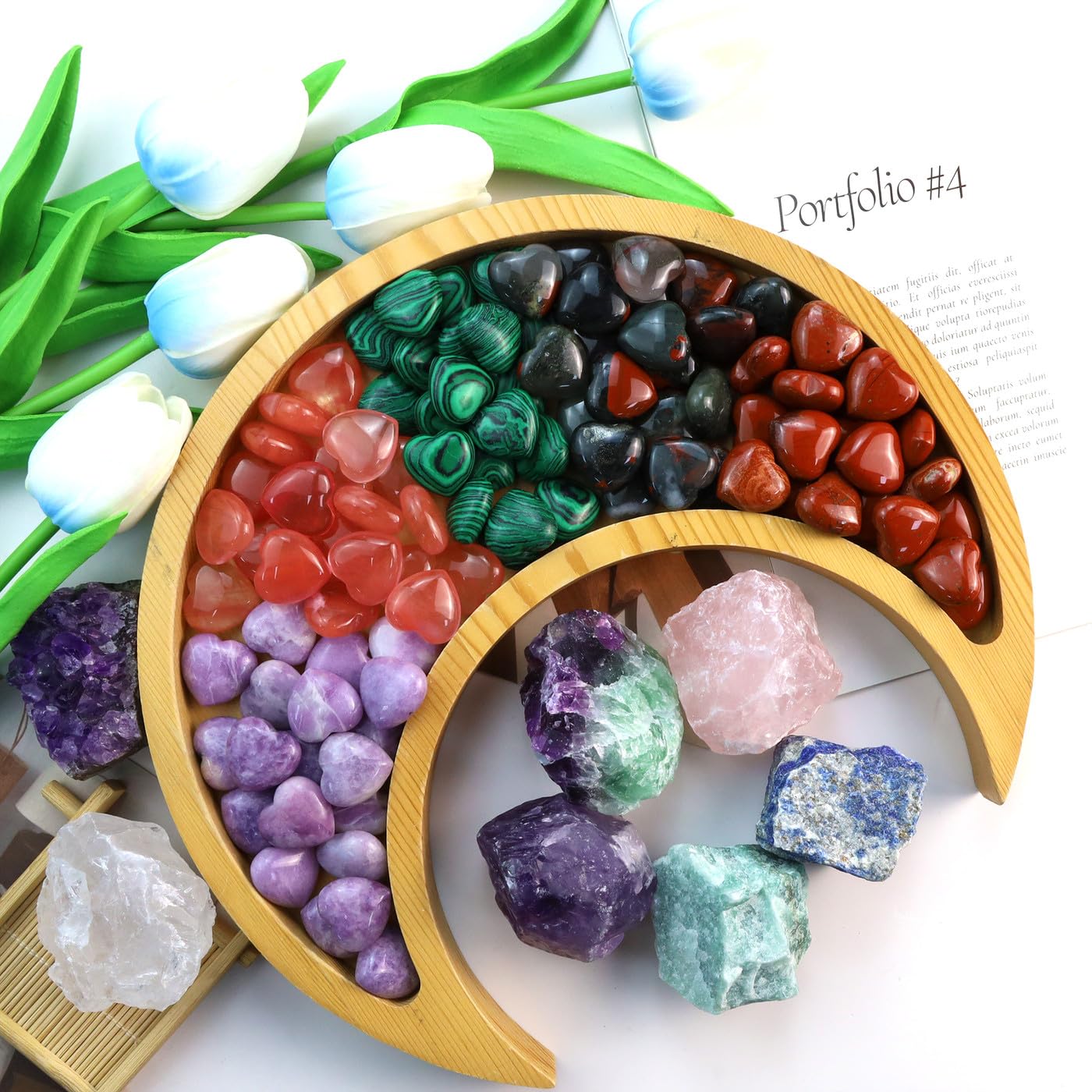 QINJIEJIE 10PCS Cherry Quartz Heart Crystals Thick Stones Love Shaped Gemstones Healing Crystal Bulk Polished Thumb Gem Set Wholesale Worry Stones Meditation Reiki Energy Balancing Decor Gift