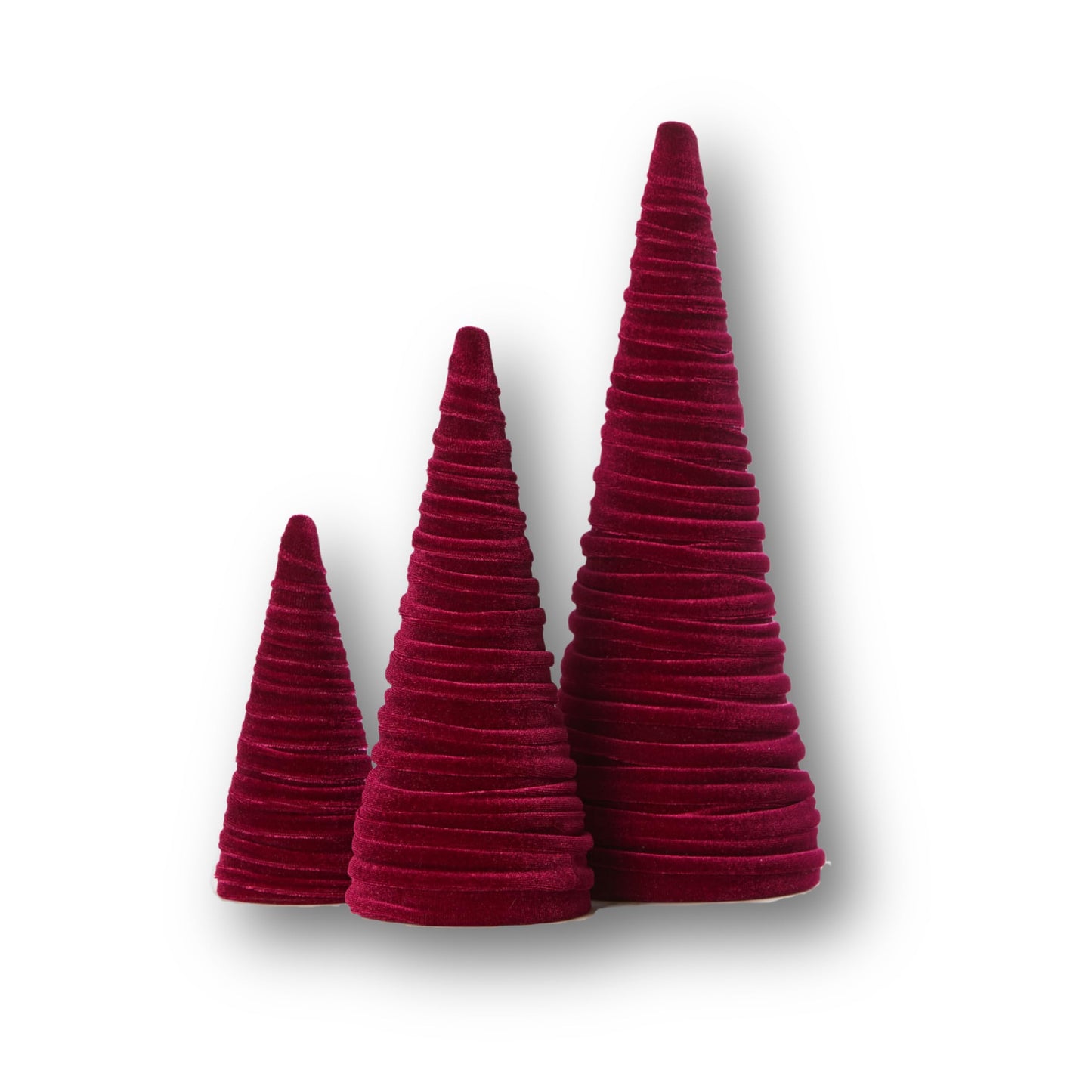 Set of 3 Burgundy Velvet Trees, Jewel Tone Mantel Decor, Luxurious Bookshelf, Holiday Party Accents, Valentine Tabletop, Elegant Charm, Cozy Gift for (Burgundy)