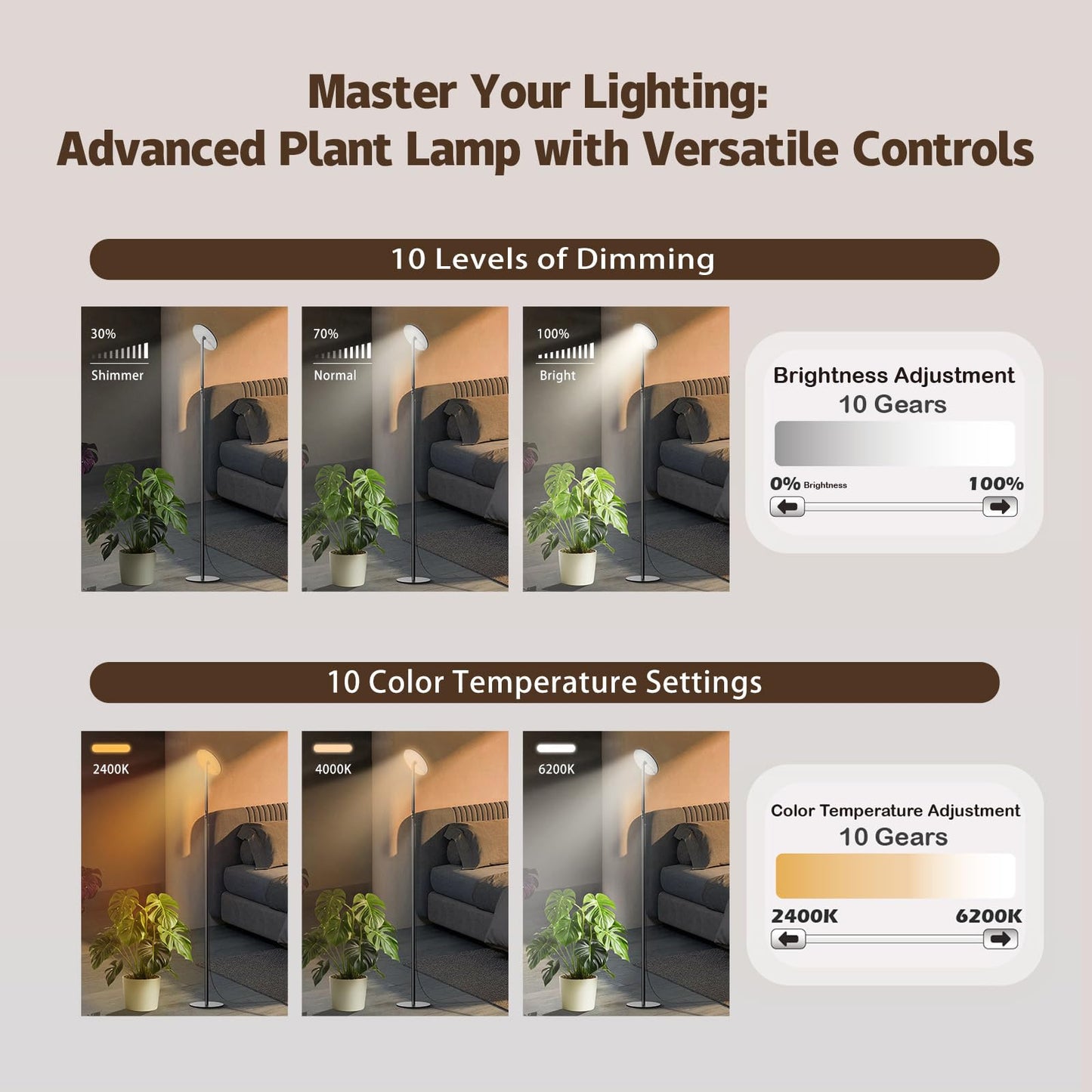 AJABotanics 40W Full Spectrum Tall Grow Light, 85'' Adjustable Standing Plant Light for Indoor Plants, 10-Level Dimmable with 4/8/12H Timer, Sunlike for Large Plants & Indoor Trees