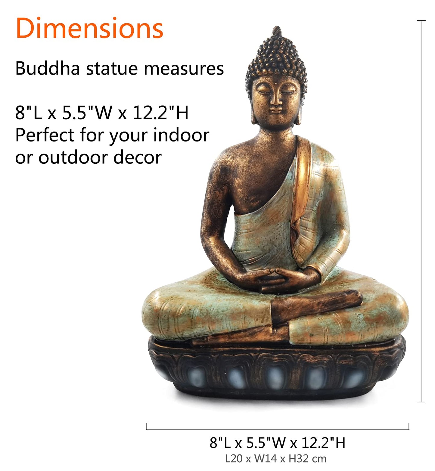 Buddha Statue for Home Decor.12" Buddha Statue (The Moment of Enlightenment) Meditation Buddha,Collectibles and Figurines,Yoga Zen Decor,Spiritual Living Room Decor,Hindu and East Asian Décor
