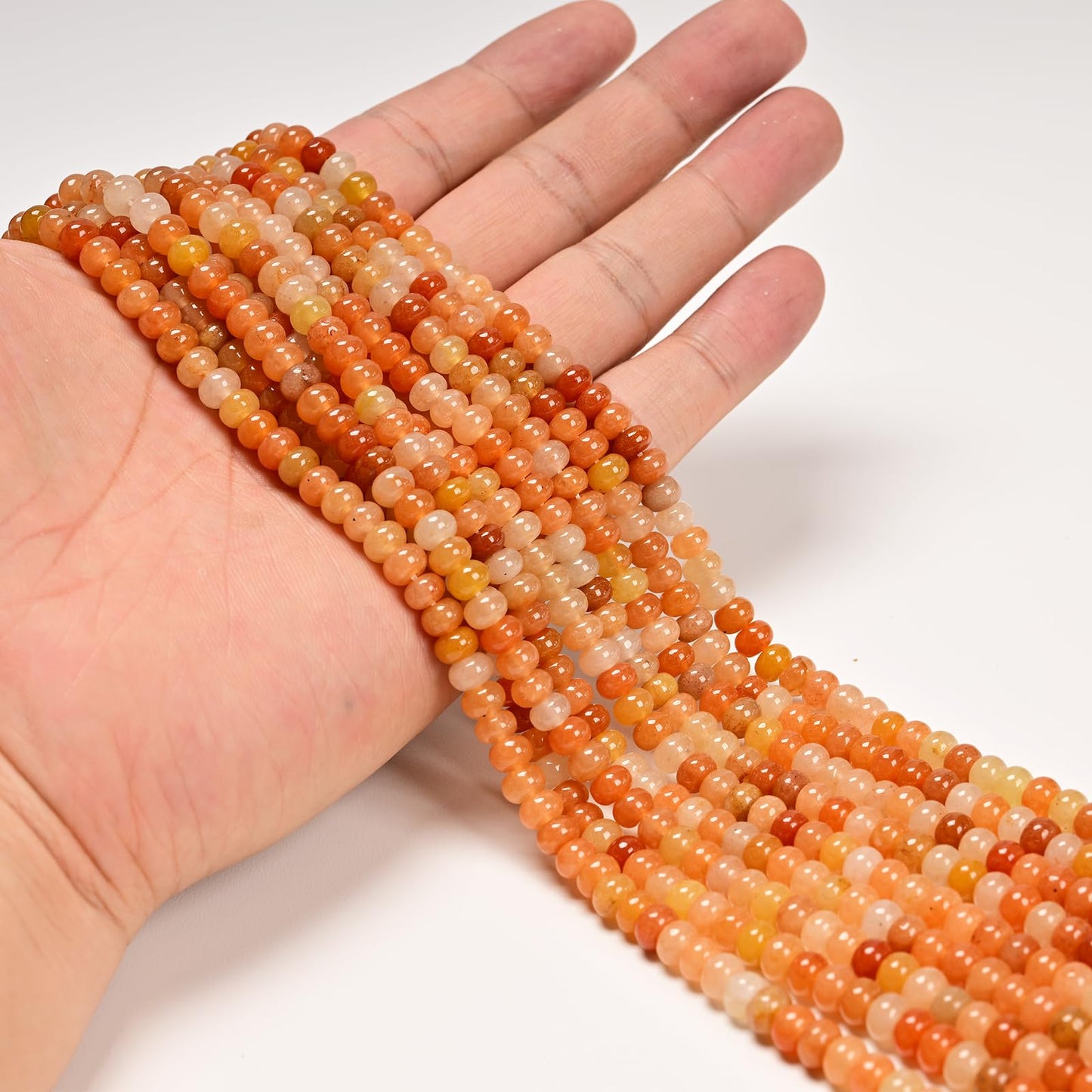 ICAI 4x6mm Natural Rondelle Beads – Loose Gemstone Spacers for DIY Jewelry Making (Red Aventurine)