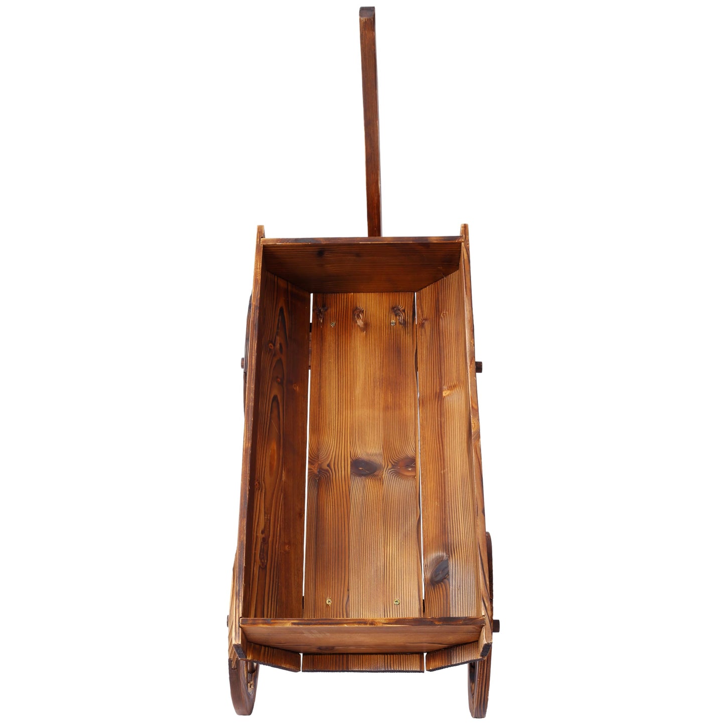 Wood Wagon Flower Planter Pot Stand W,Wheels Home GOutdoor Decor