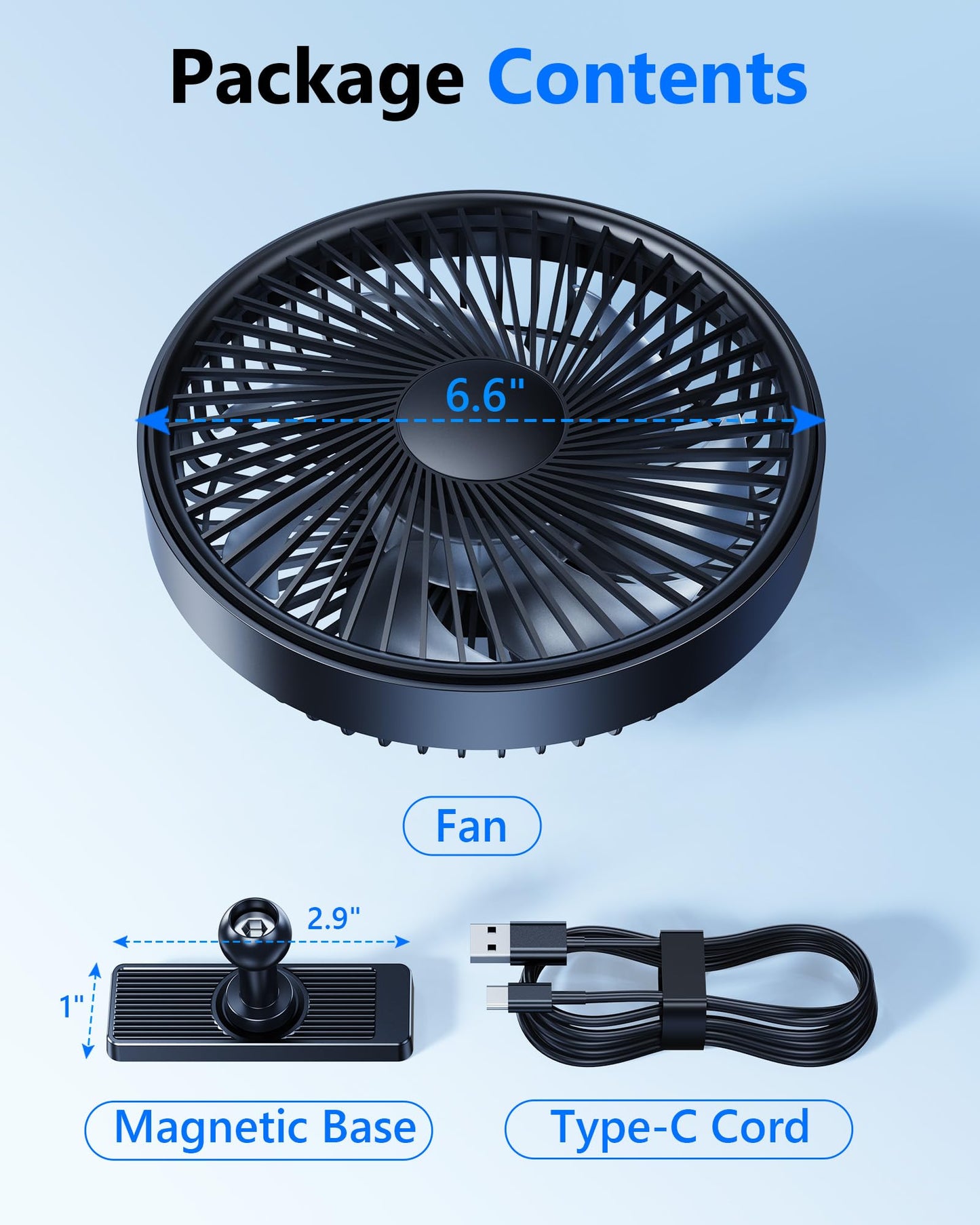 scenein Rechargeable Magnetic Golf Cart Fans That Blow Cold Air, 3000mAh Battery Powered Usb Fan for Golf Cart Cooler 360° Rotatable Compatible with Yamaha, Ezgo, Club Car, Forklift, Cruise Ship