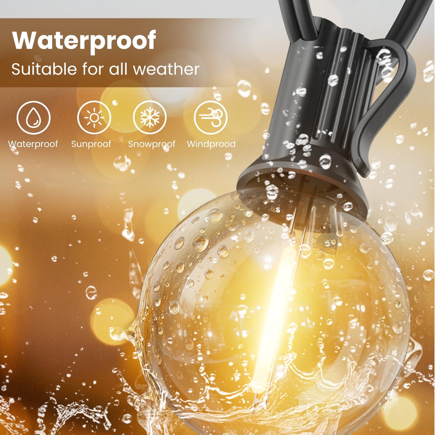 RTTY 200 FT Outdoor String Lights Patio Light for Outside, Waterproof G40 Shatterproof LED Bulbs, Dimmable Hanging Connectable Globe Lighting for Backyard, Cafe, Bistro, Market, Balcony, Porch, 2700K