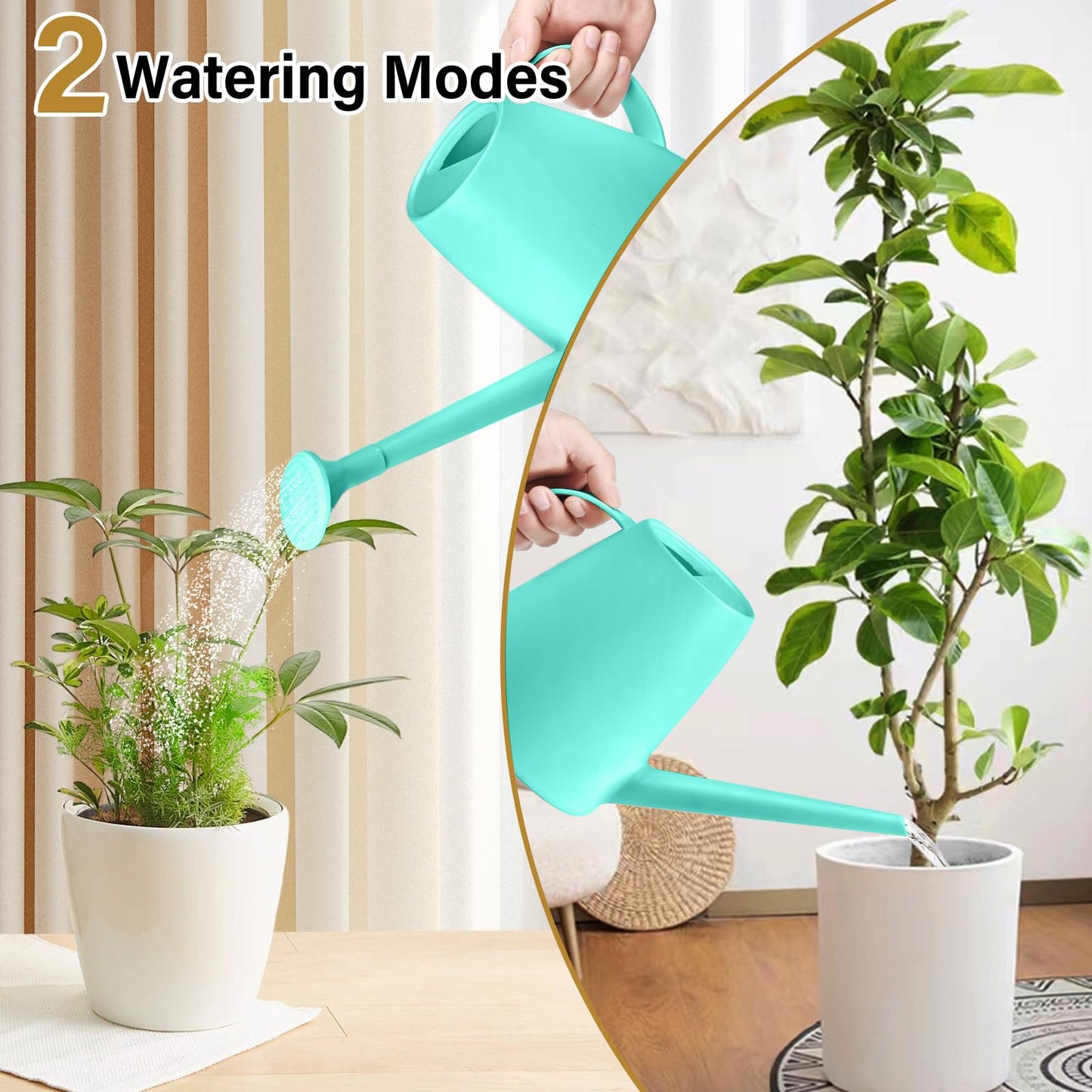 UFANME Plastic Watering Can - 1/2 Gallon - Turquoise