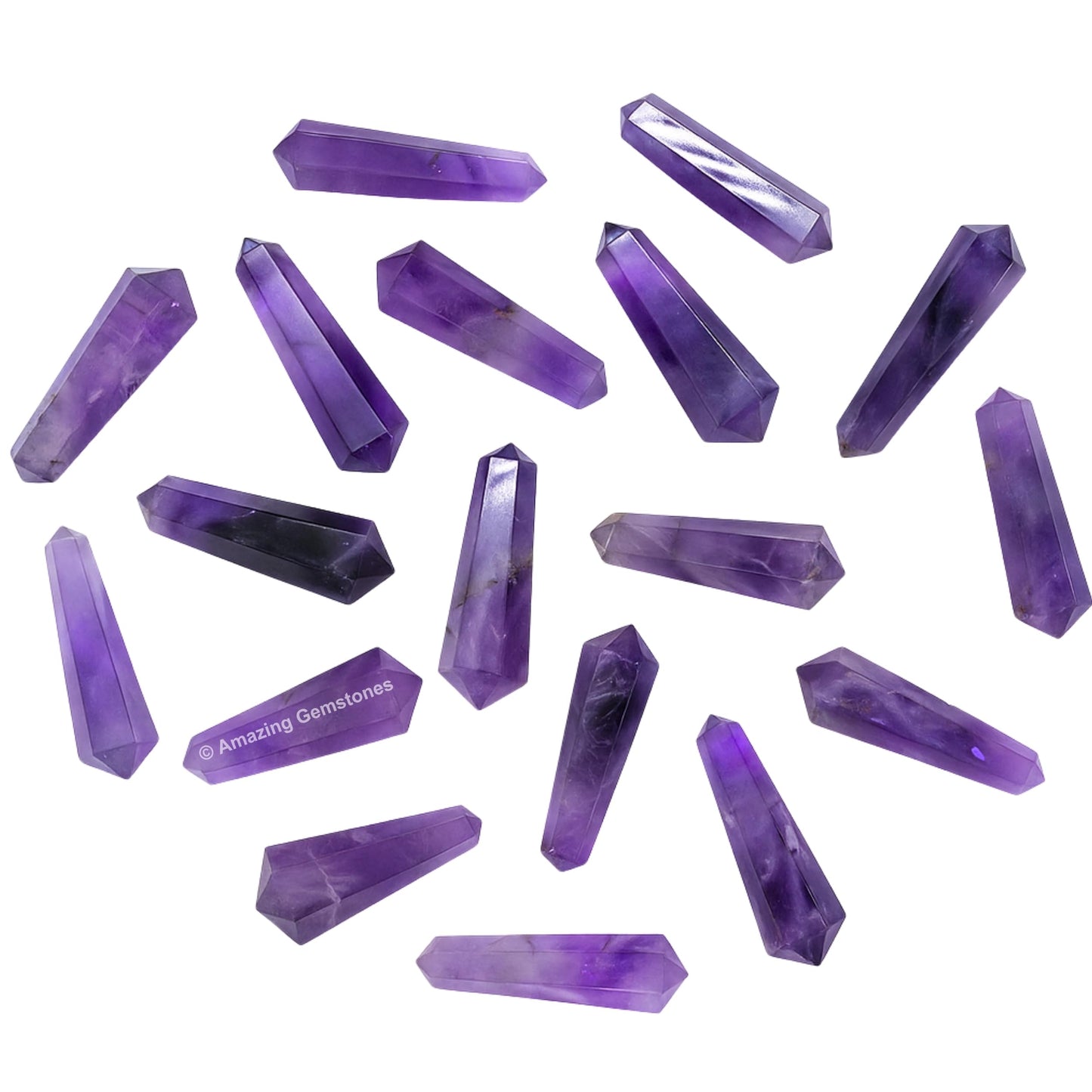 Amazing Gemstone Amethyst Crystal Points Bulk Healing Crystals and Stones - Pack of 3 Double Terminated Healing Wand Point Bulk Crystals for Crafts, Crystal Grid, DIY Work - Premium Crystals