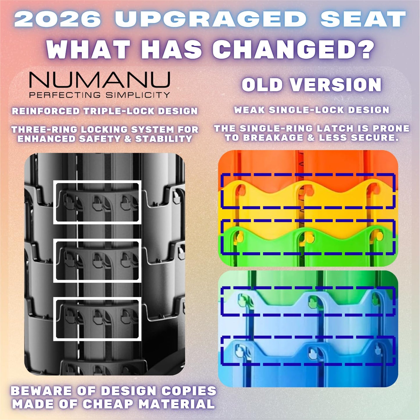 NUMANU 2PK 2026 Upgraded Collapsible Stool, Max 620lbs, 18" H Adjustable Portable Folding Stool for Adults, Retractable Foldable Telescopic Seat Camping Chair or Footrest