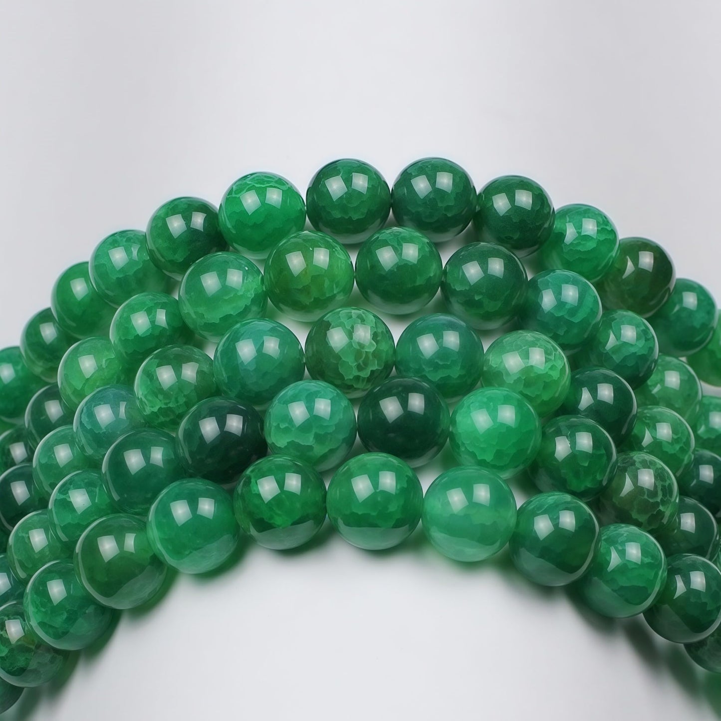 MJDCB Natural Stone Beads 8mm 43pcs Round Green Dragon Vein Agate Loose Gemstone Bead Charms for Jewelry Making Bracelet Necklace Earring Pendant