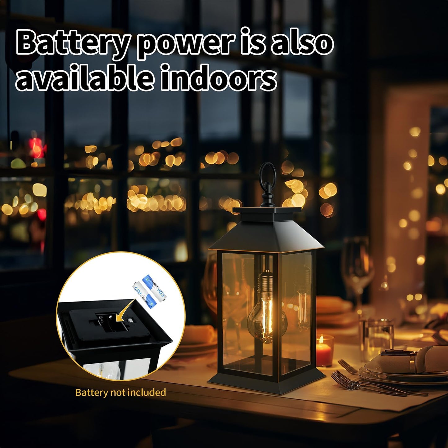 AYTPU 2 Pack Solar Lanterns Outdoor, Hanging Glass Solar Lights Waterproof, Dual Power Solar & 2*AA Battery, for Porch, Patio, Yard and Indoor Table or Mantel