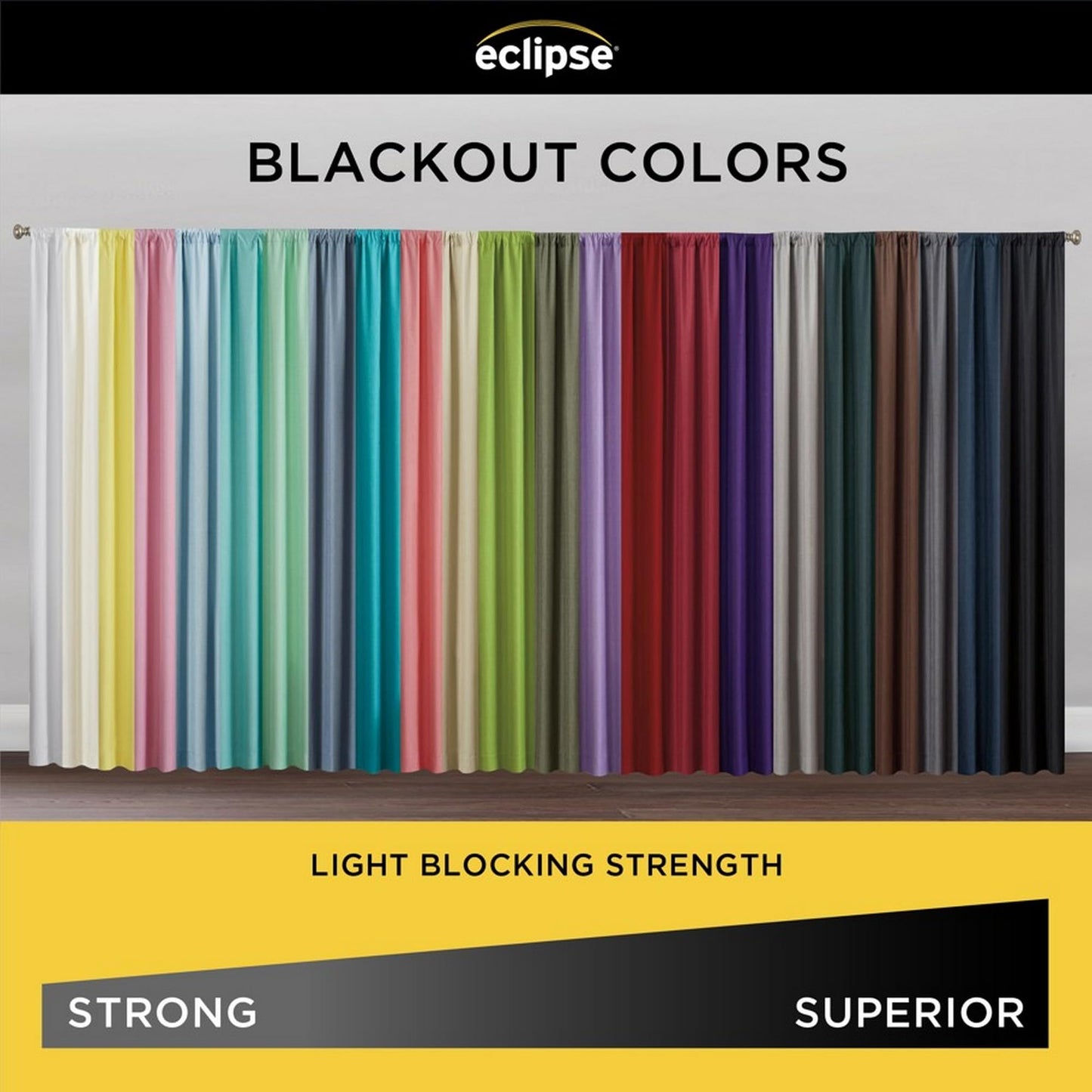 ECLIPSE Kendall Modern Blackout Thermal Rod Pocket Window Curtain for Bedroom or Living Room (1 Panel), 42 in x 84 in, Black