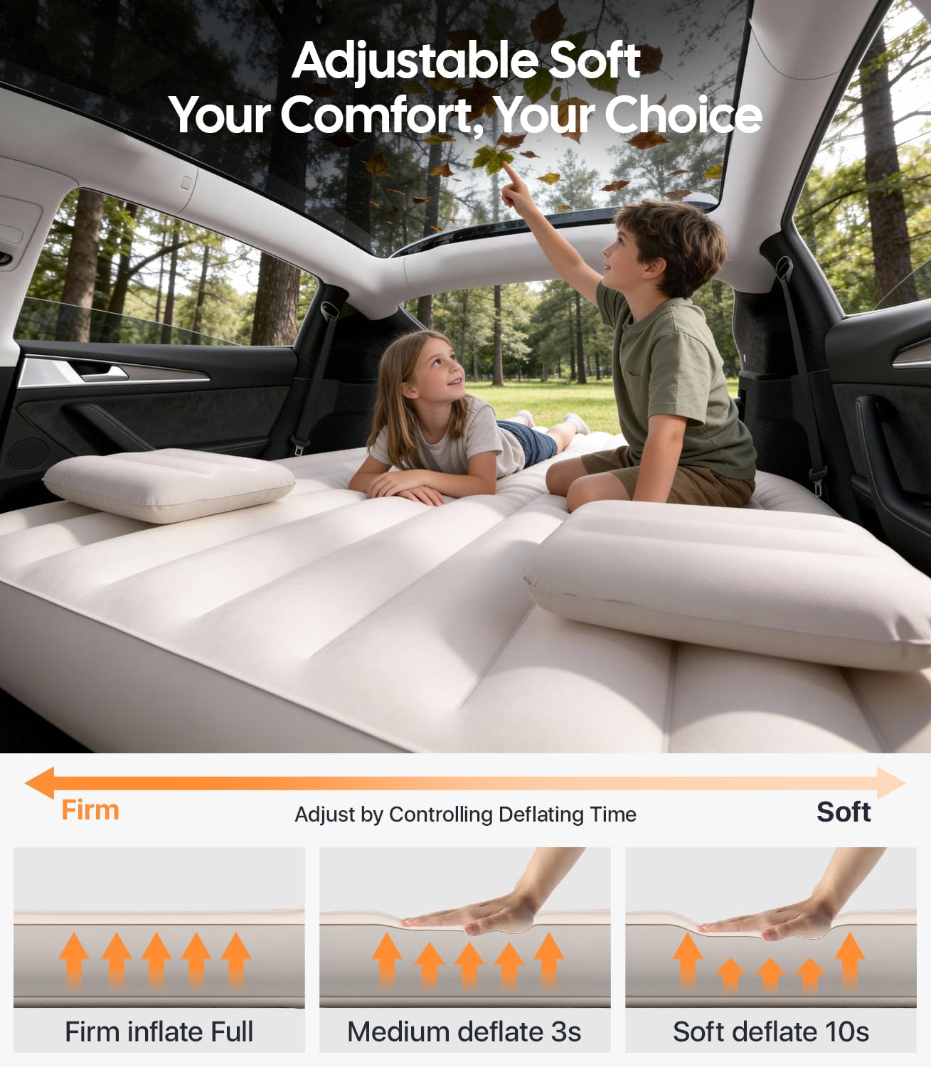Wigoo 2026 Upgrade Air Mattress for Tesla Model Y [Click Self-Inflate, Home-Level Comfort] USB-C Charging Built-in Air Pump & Ergonomic Design with 2 Pillow, Camping for Tesla Model Y 2020-2026
