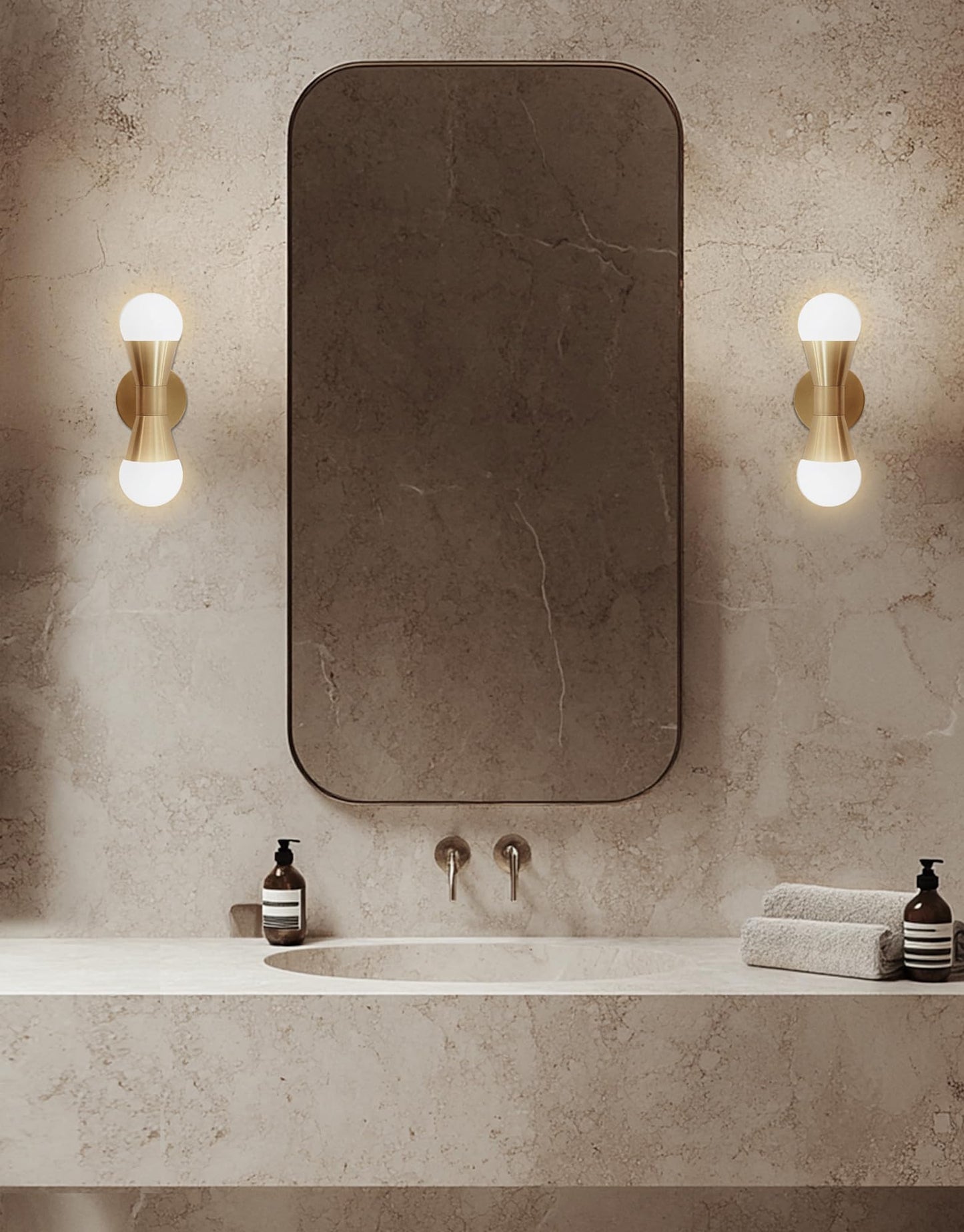 Dainolite Fortuna Wall Light, 2-Light, 120W, Matte Black/Aged Brass, Model FOR-72W-MB-AGB